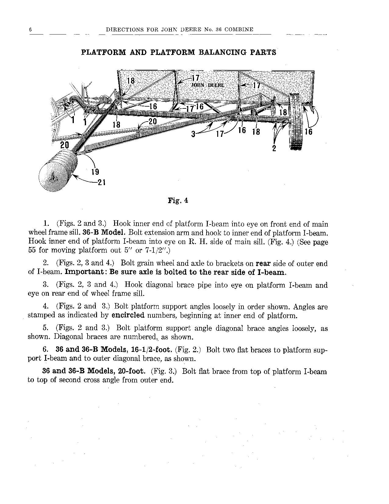 JOHN DEERE 36 36A 36B COMBINE OPERATOR MANUAL