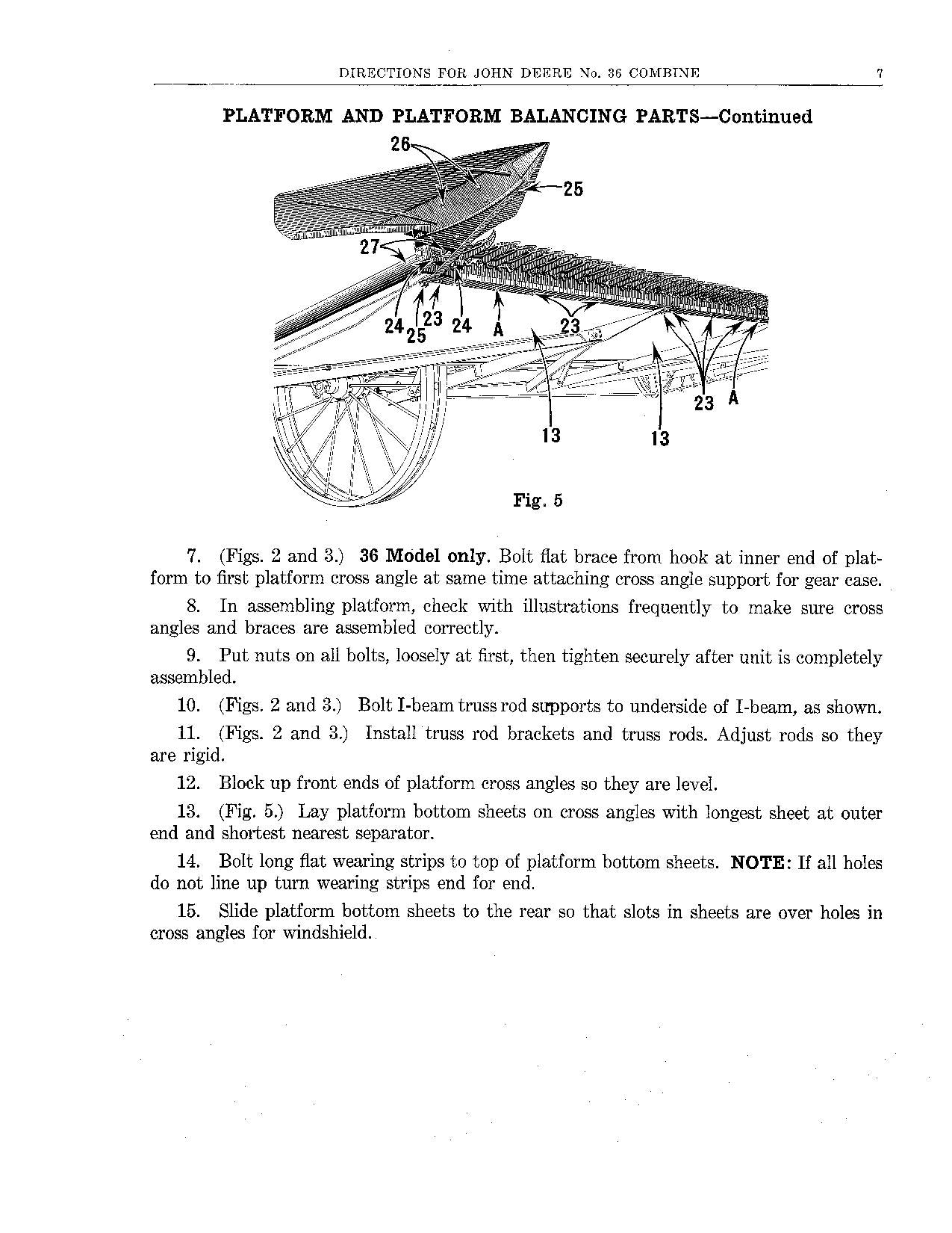 JOHN DEERE 36 36A 36B MÄHDRESCHER-BETRIEBSHANDBUCH