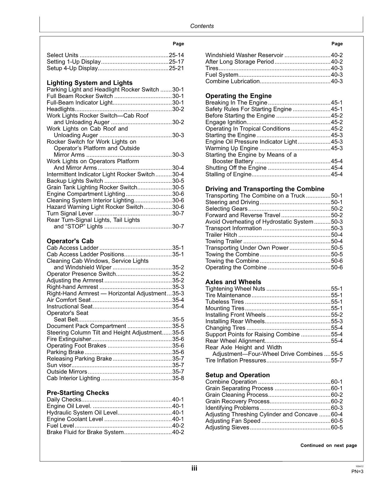 JOHN DEERE W330 COMBINE OPERATOR MANUAL #2