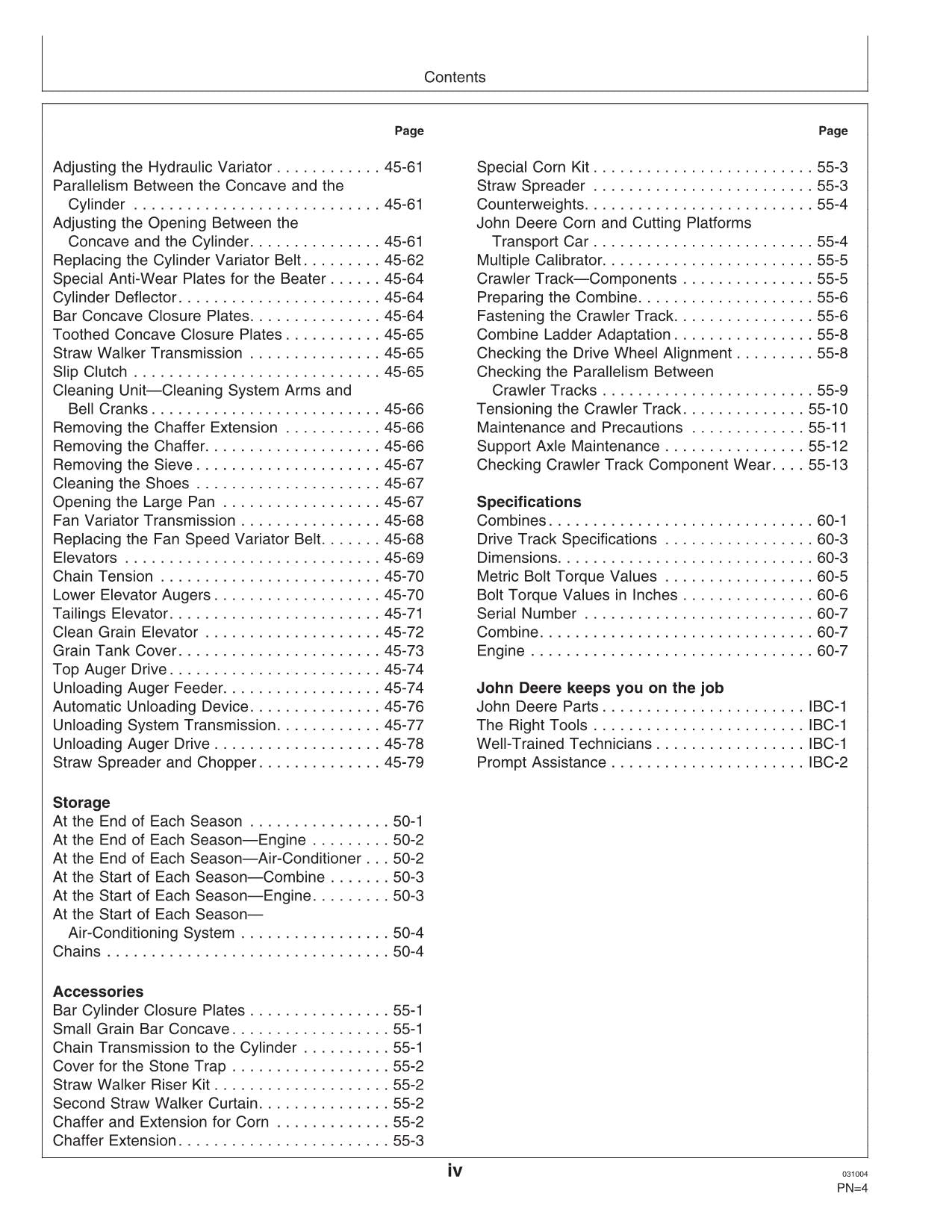 JOHN DEERE 1175 1165 COMBINE OPERATOR MANUAL