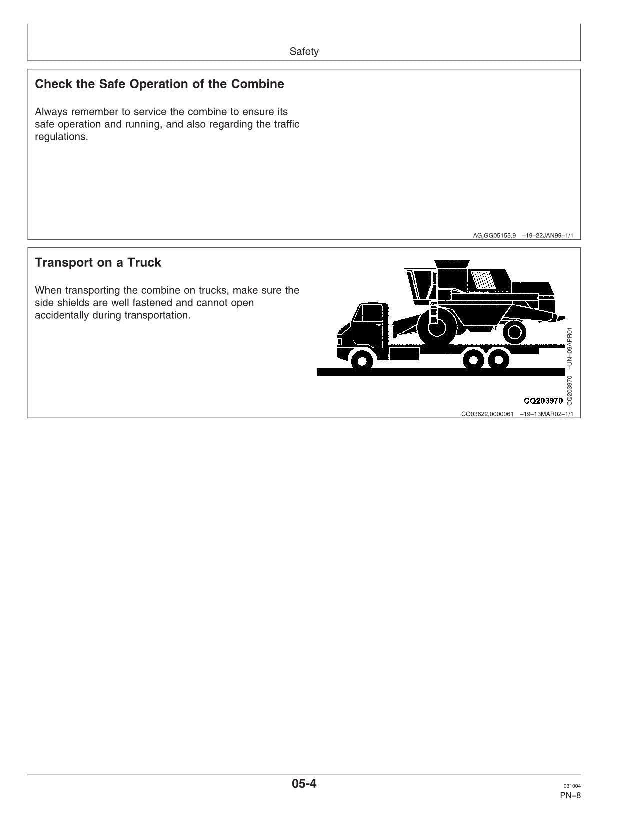 JOHN DEERE 1175 1165 COMBINE OPERATOR MANUAL