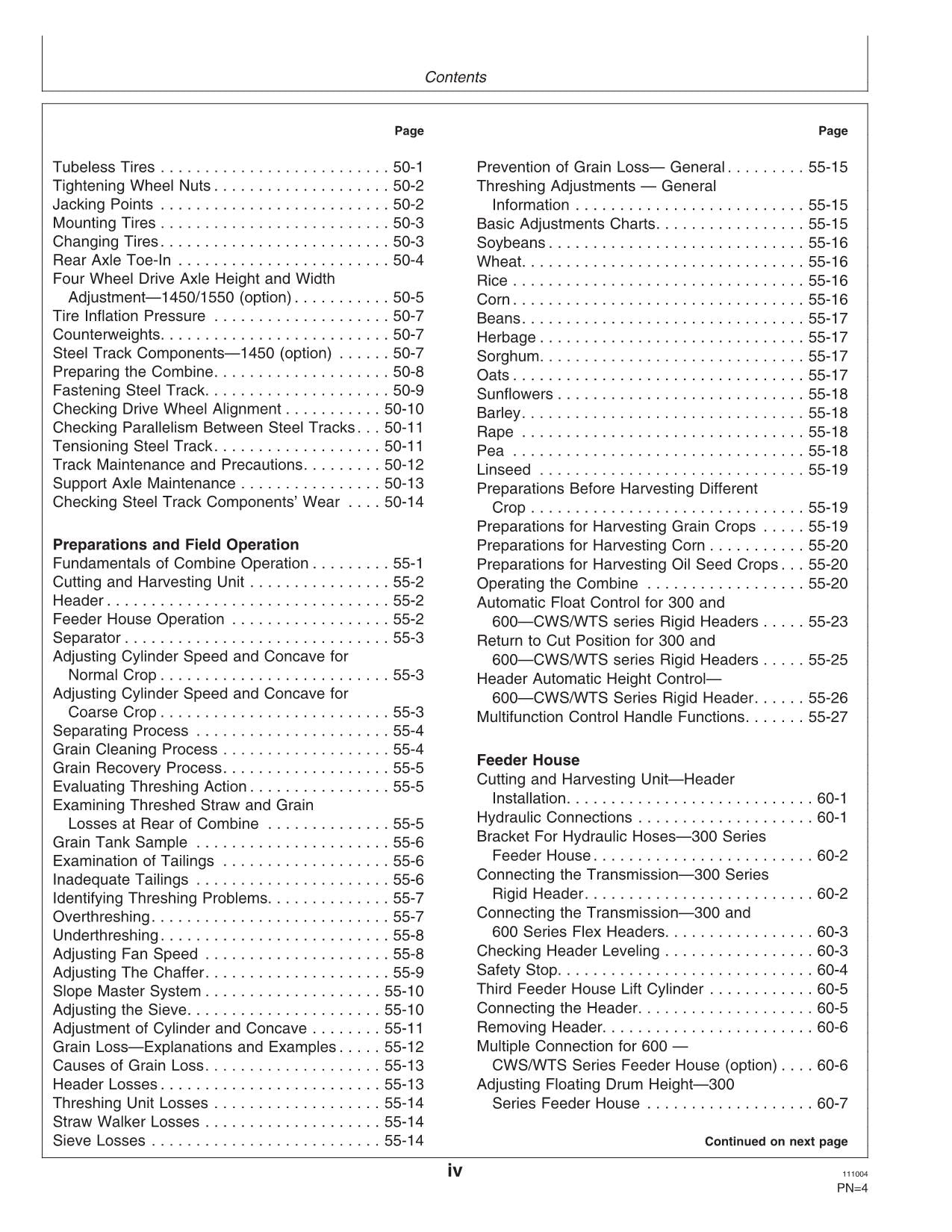 JOHN DEERE 1450 CWS 1550 CWS 1450 WTS 1550 WTS 1550 1450 COMBINE OPERATOR MANUAL