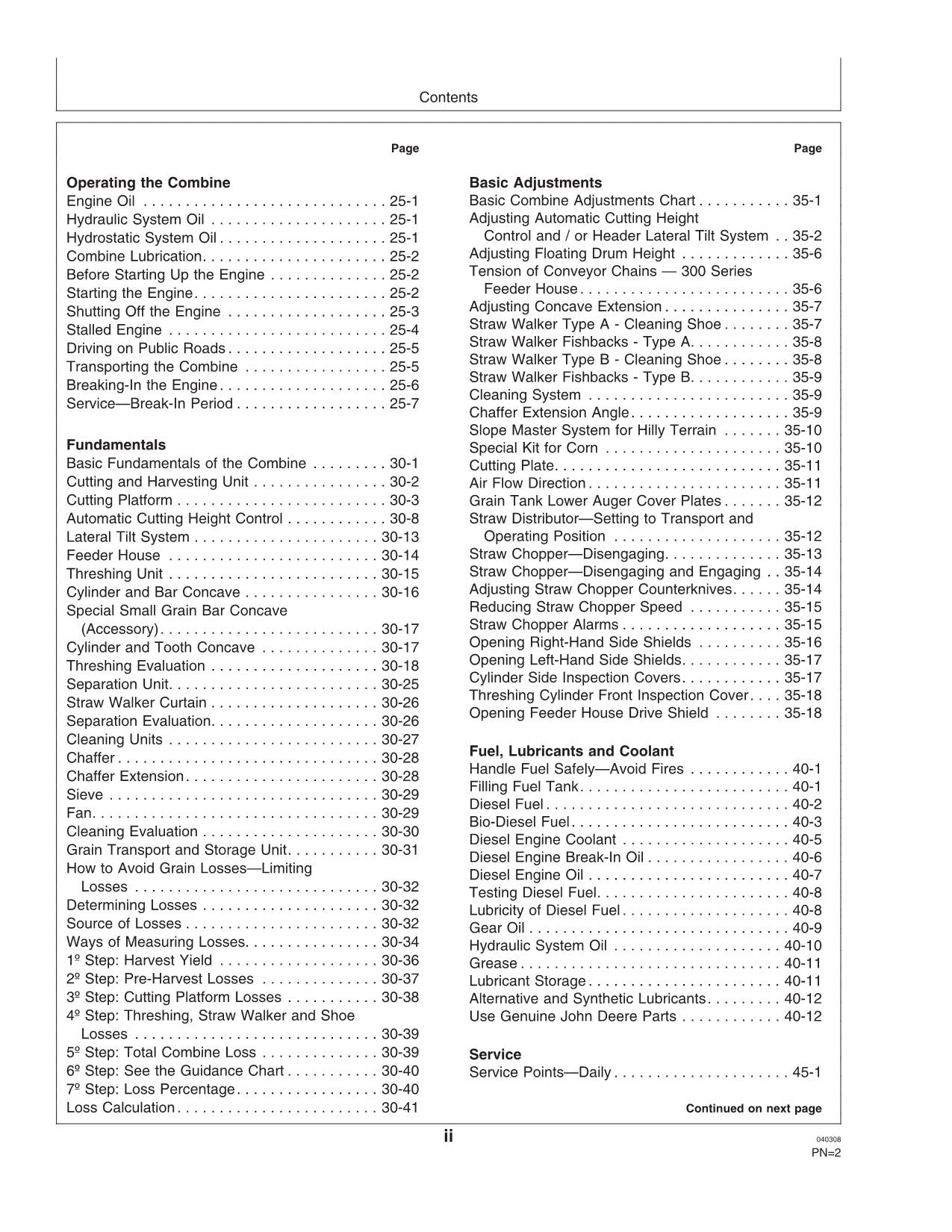 JOHN DEERE 1175 COMBINE OPERATOR MANUAL