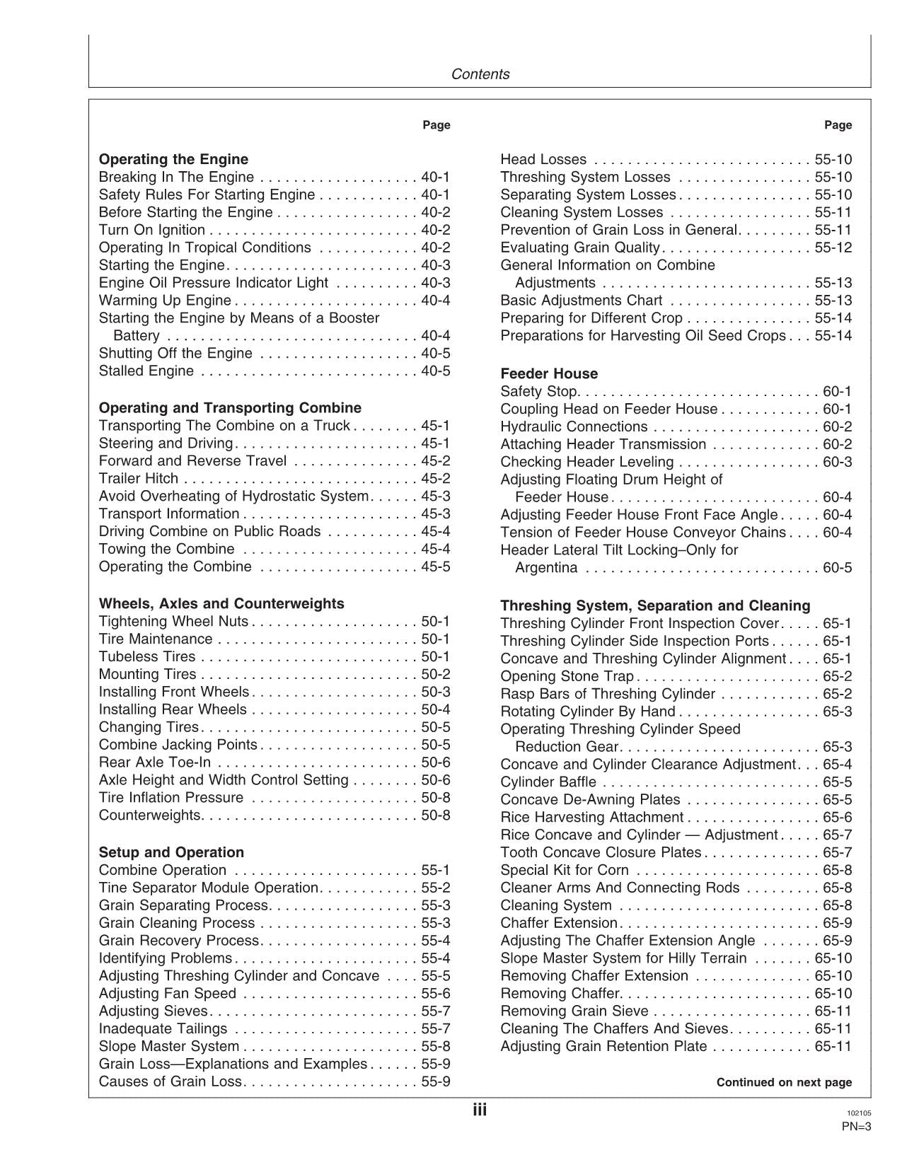 JOHN DEERE 1650 CTS COMBINE OPERATOR MANUAL