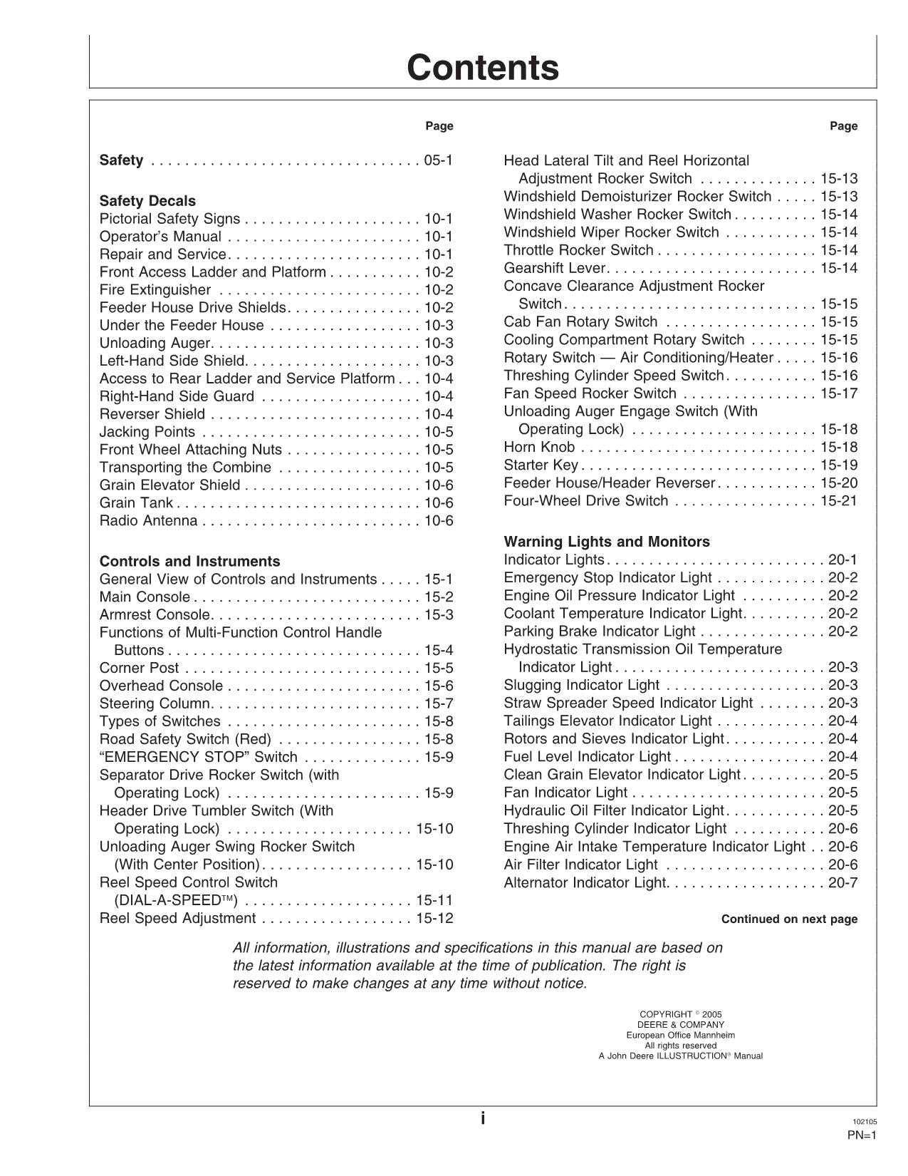 JOHN DEERE 1650 CTS MÄHDRESCHER-BETRIEBSHANDBUCH