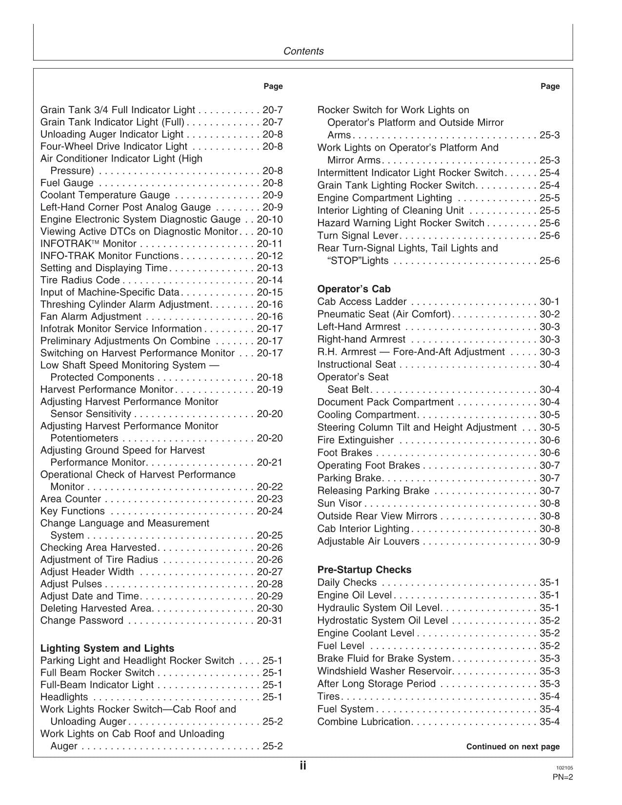 JOHN DEERE 1650 CTS MÄHDRESCHER-BETRIEBSHANDBUCH