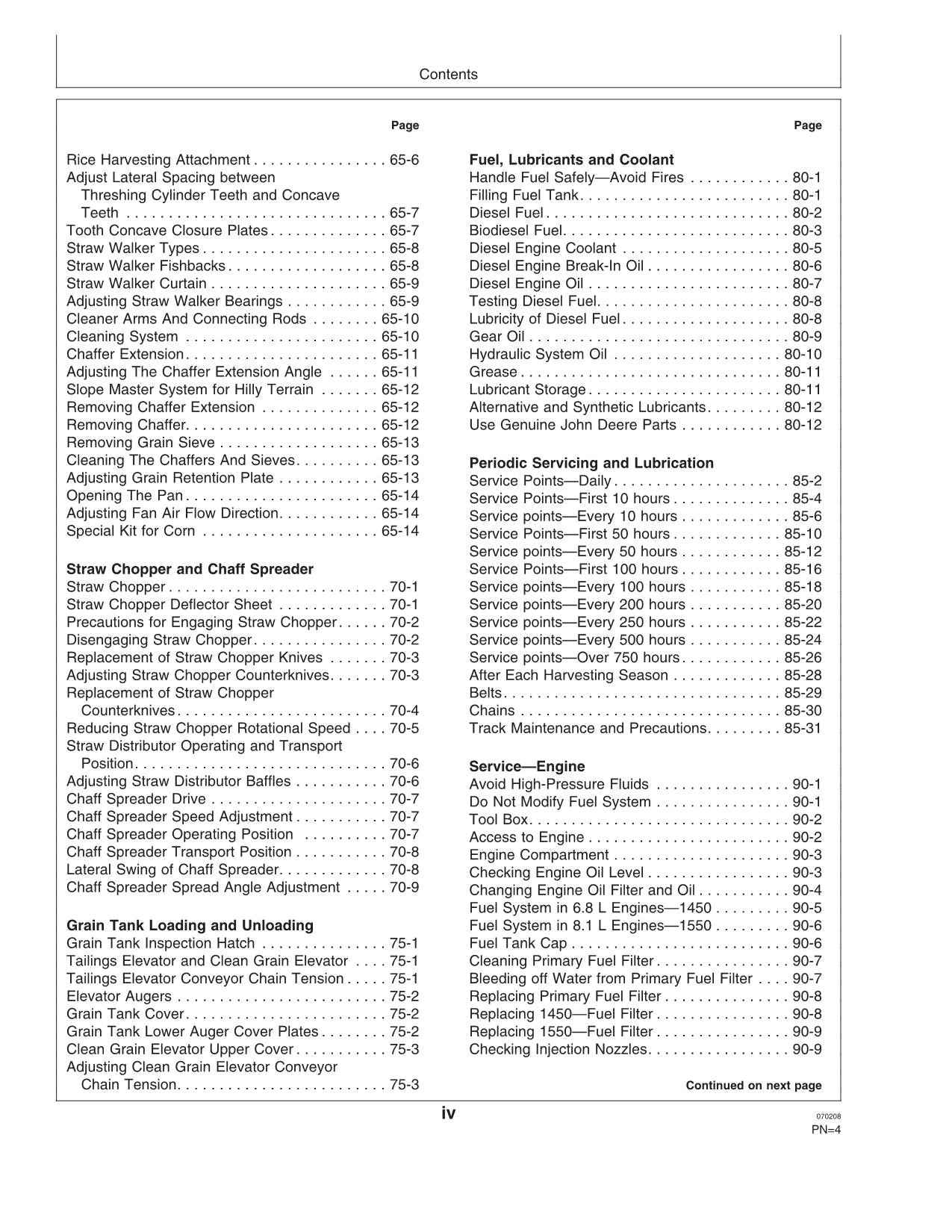 JOHN DEERE 1450 1550 COMBINE OPERATOR MANUAL