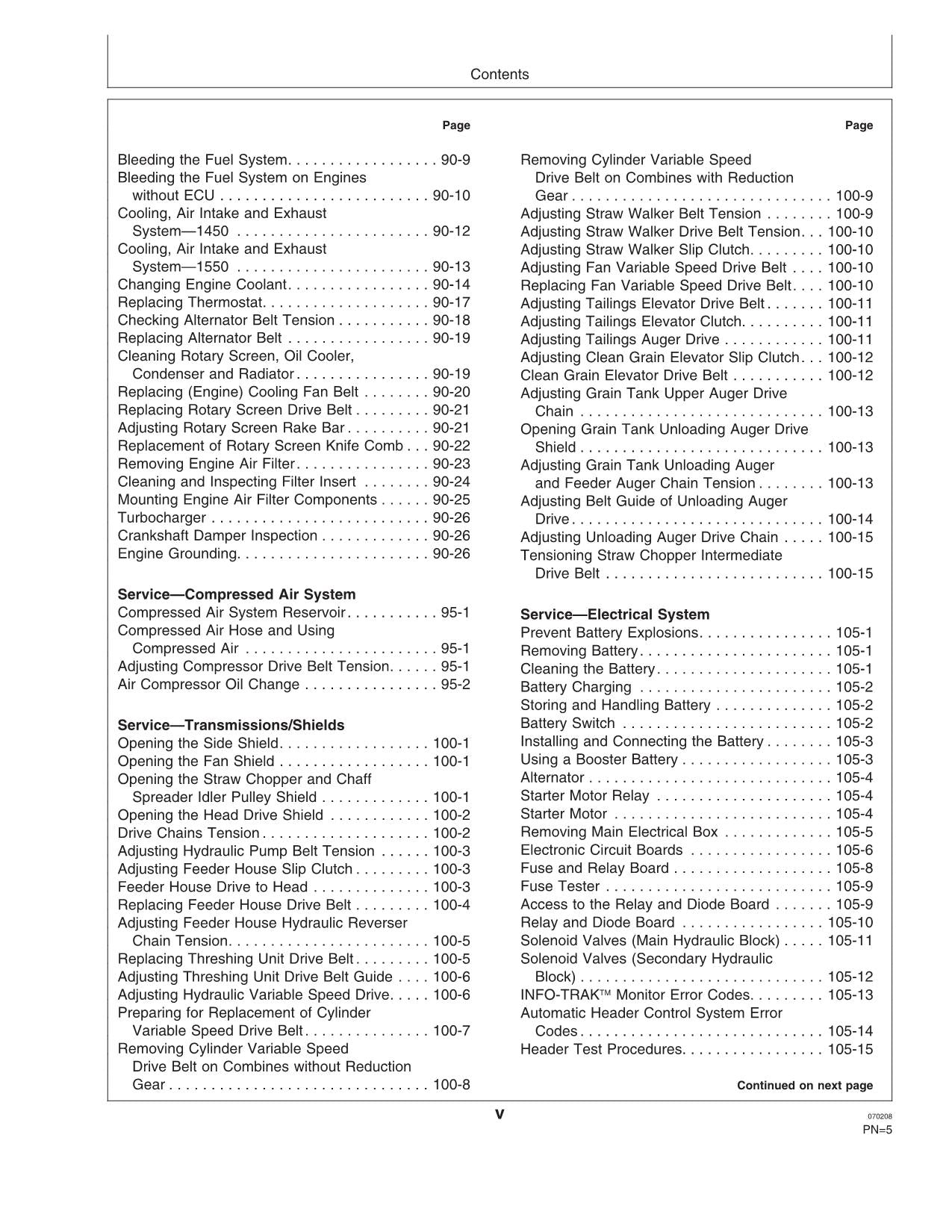 JOHN DEERE 1450 1550 COMBINE OPERATOR MANUAL