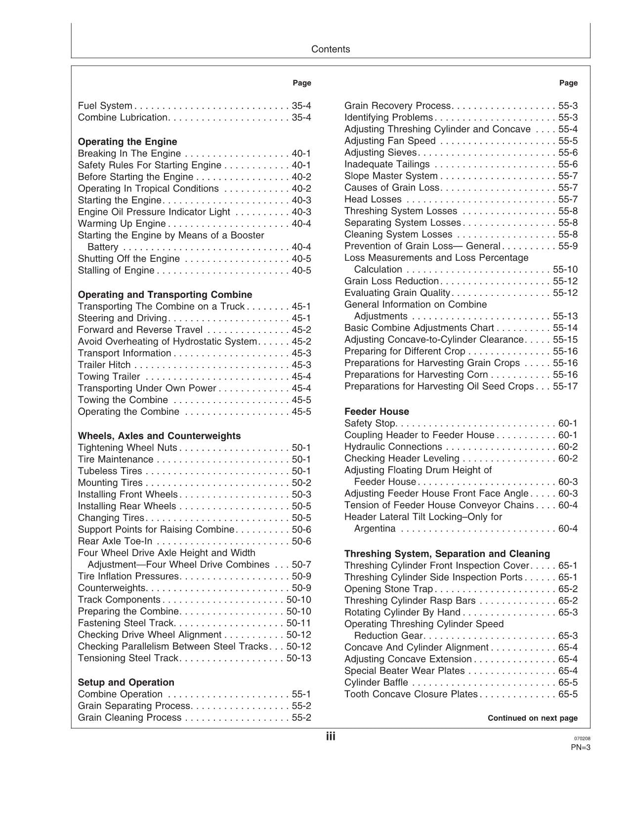 JOHN DEERE 1450 1550 COMBINE OPERATOR MANUAL