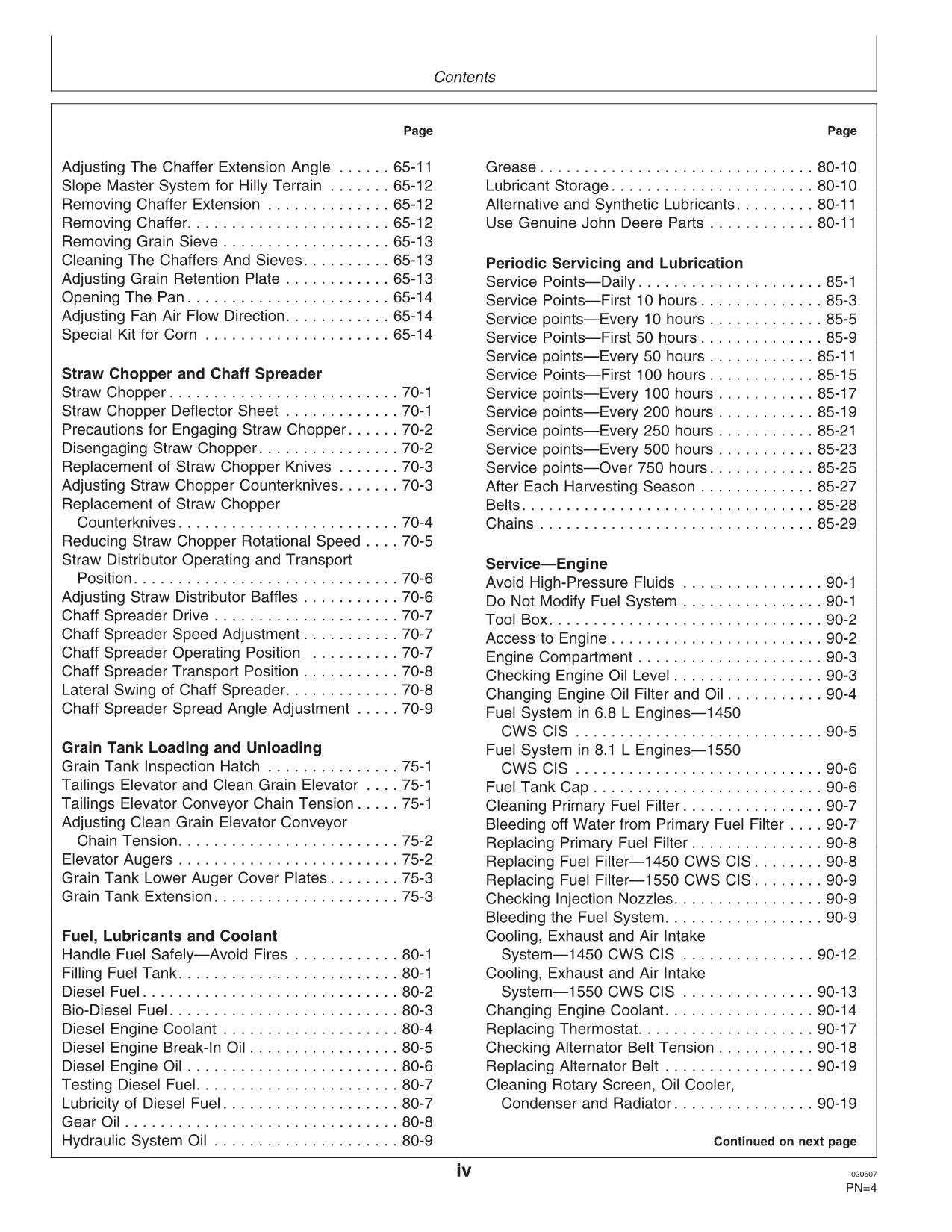 JOHN DEERE 1550 CWS 1450 CWS COMBINE OPERATOR MANUAL