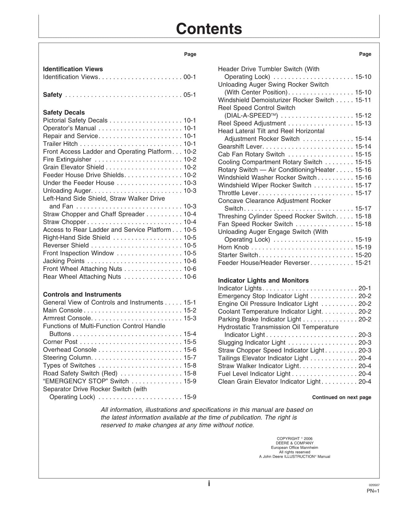 JOHN DEERE 1550 CWS 1450 CWS COMBINE OPERATOR MANUAL