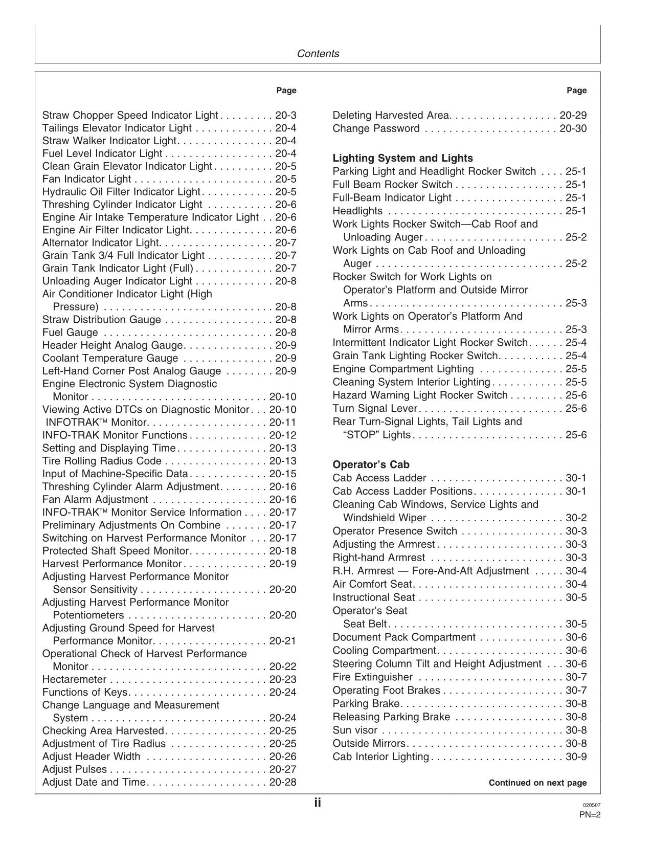 JOHN DEERE 1450 CWS MÄHDRESCHER-BETRIEBSHANDBUCH