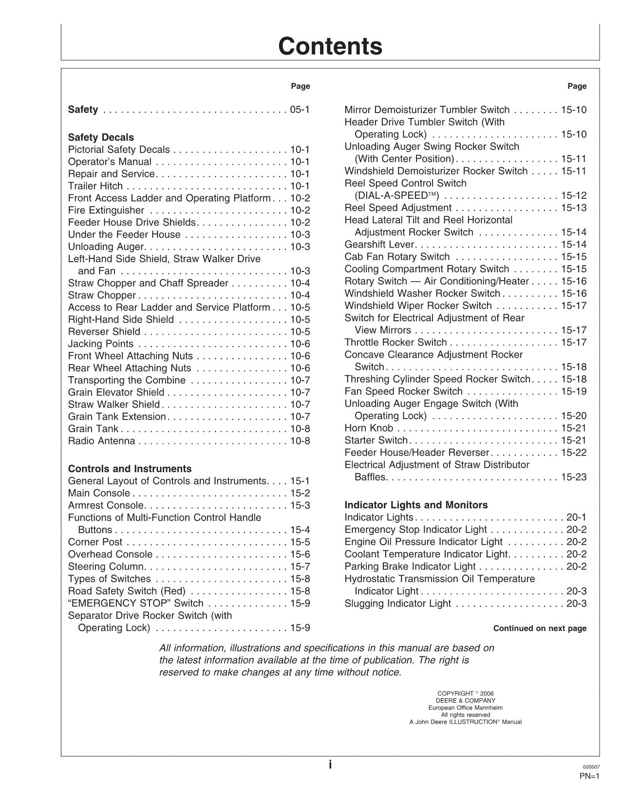 JOHN DEERE 1450 CWS MÄHDRESCHER-BETRIEBSHANDBUCH