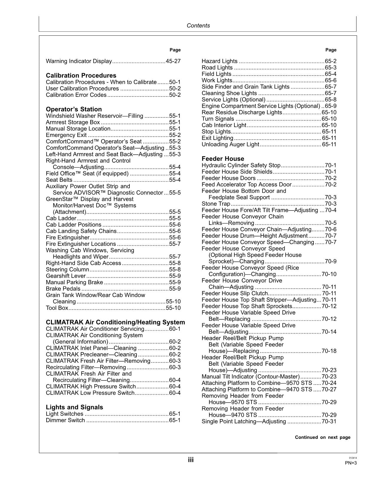 JOHN DEERE 9570 STS 9470 STS COMBINE OPERATOR MANUAL