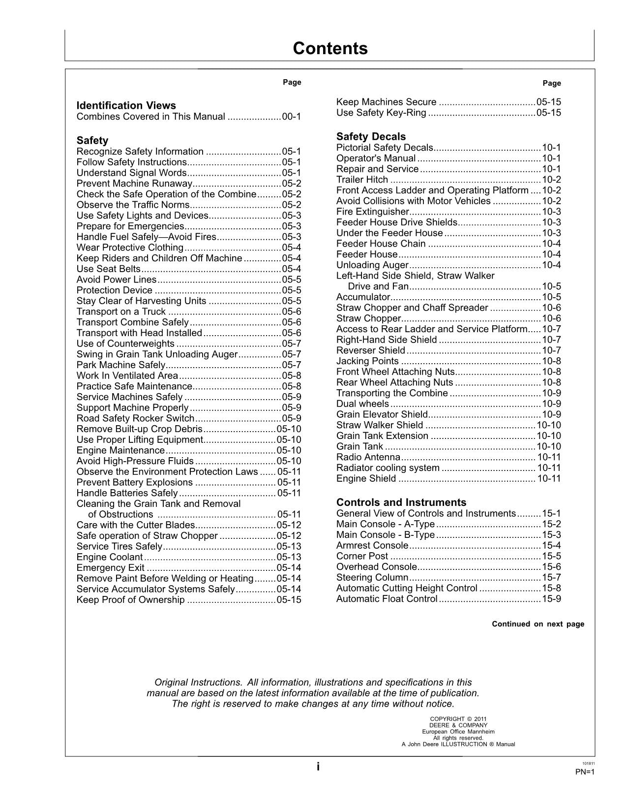 MANUEL D'UTILISATION DE LA MOISSONNEUSE-BATTEUSE JOHN DEERE 1470 1570