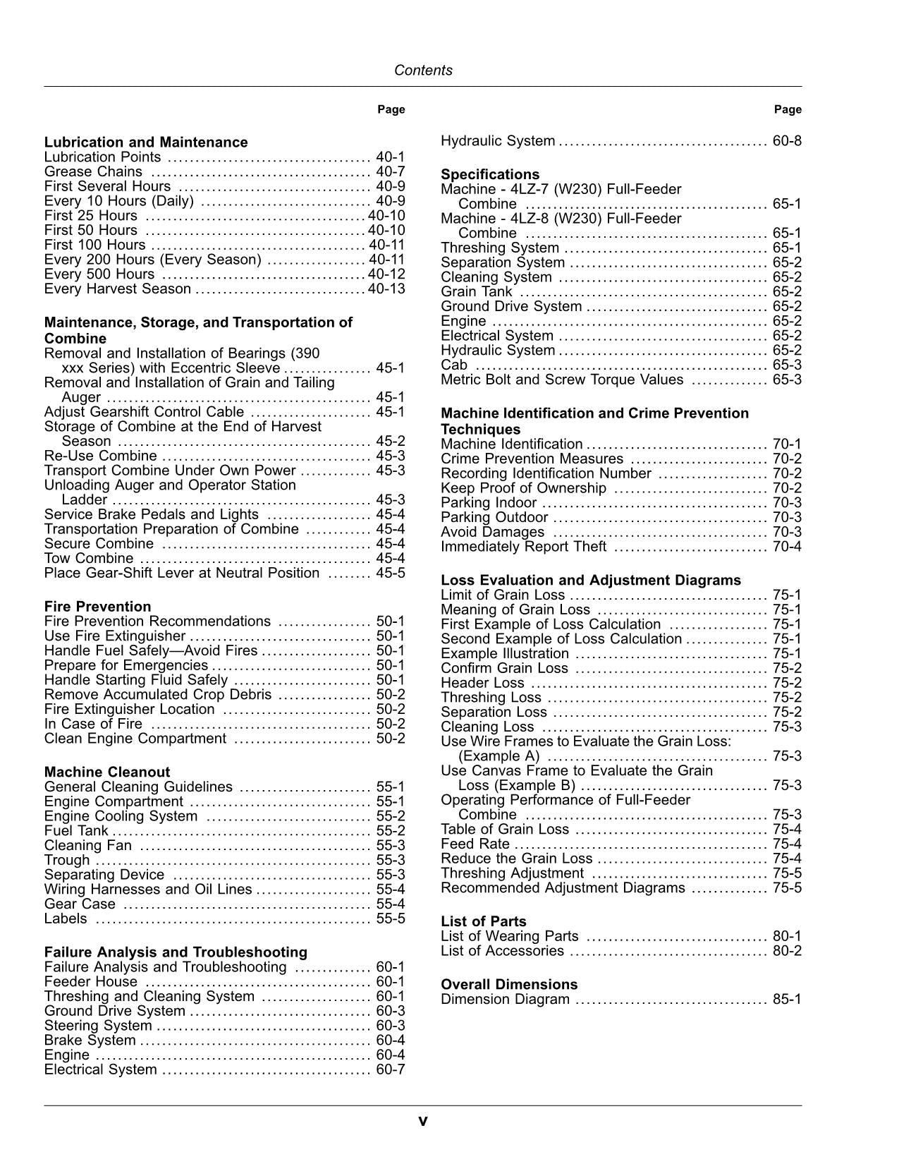 JOHN DEERE W230 4LZ-7 4LZ-8 MÄHDRESCHER-BETRIEBSHANDBUCH