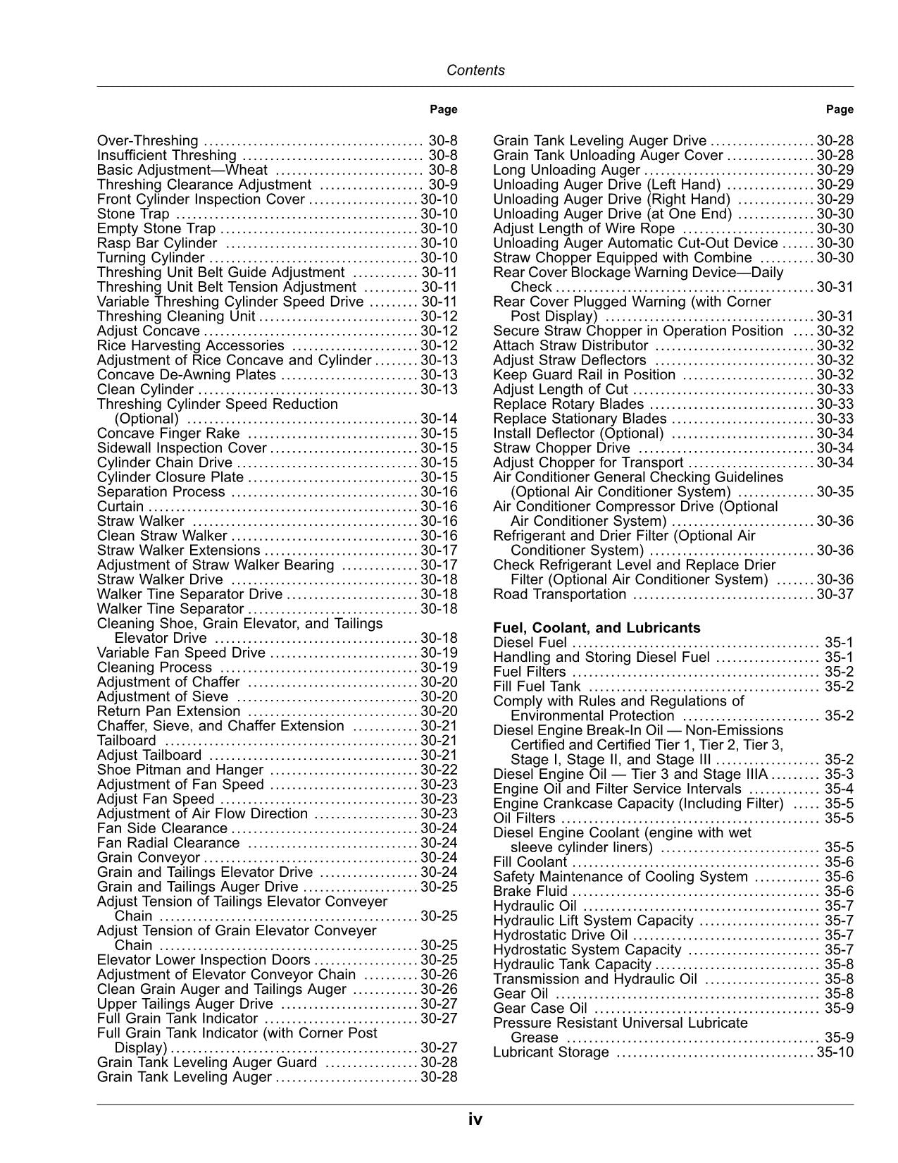 JOHN DEERE W230 4LZ-7 4LZ-8 MÄHDRESCHER-BETRIEBSHANDBUCH