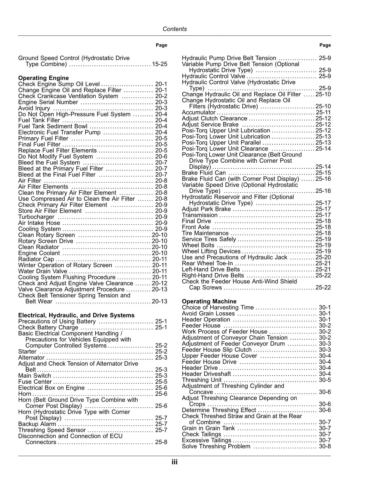 JOHN DEERE W230 4LZ-7 4LZ-8 MÄHDRESCHER-BETRIEBSHANDBUCH