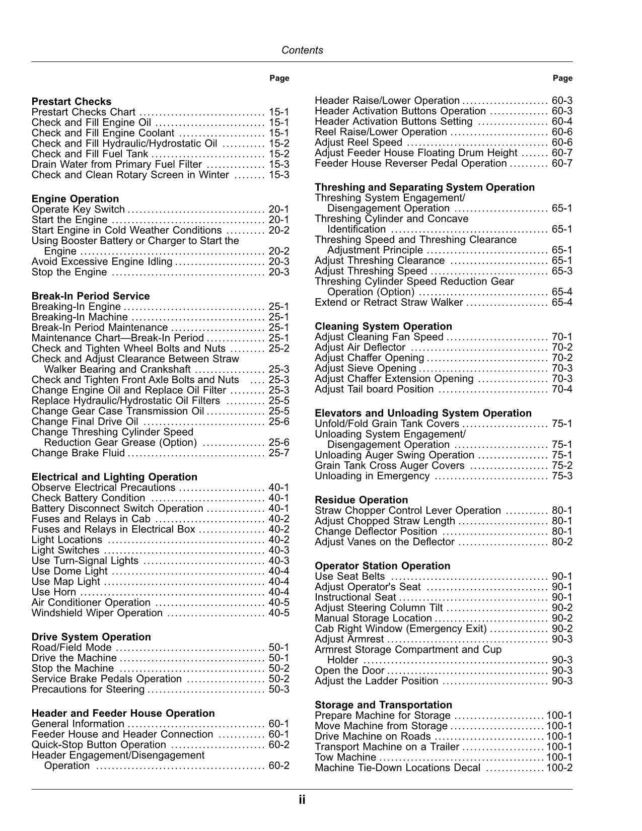 JOHN DEERE W430 COMBINE OPERATOR MANUAL