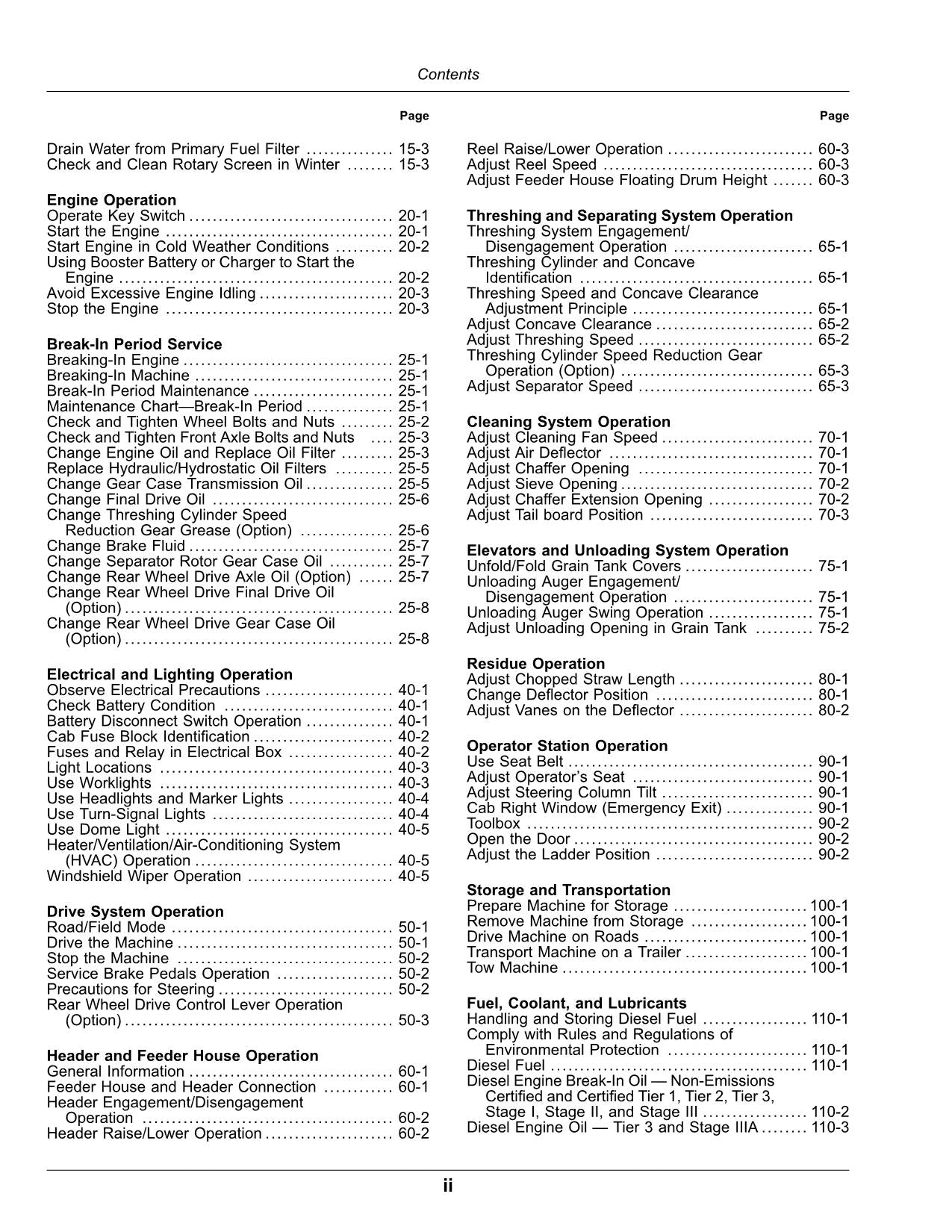 JOHN DEERE C1 200 COMBINE OPERATOR MANUAL