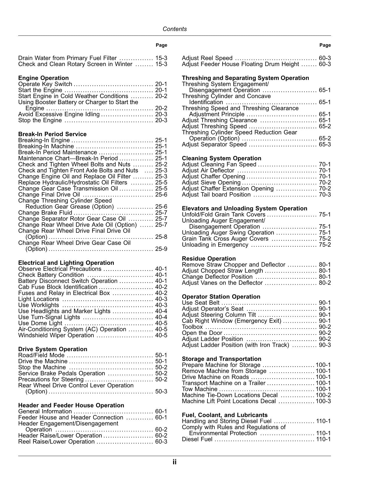 JOHN DEERE C2 300 MÄHDRESCHER-BETRIEBSHANDBUCH