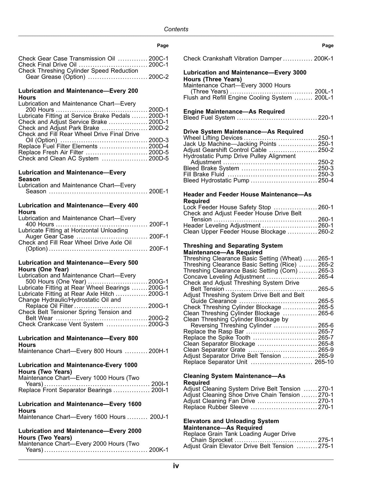 JOHN DEERE C2 300 COMBINE OPERATOR MANUAL