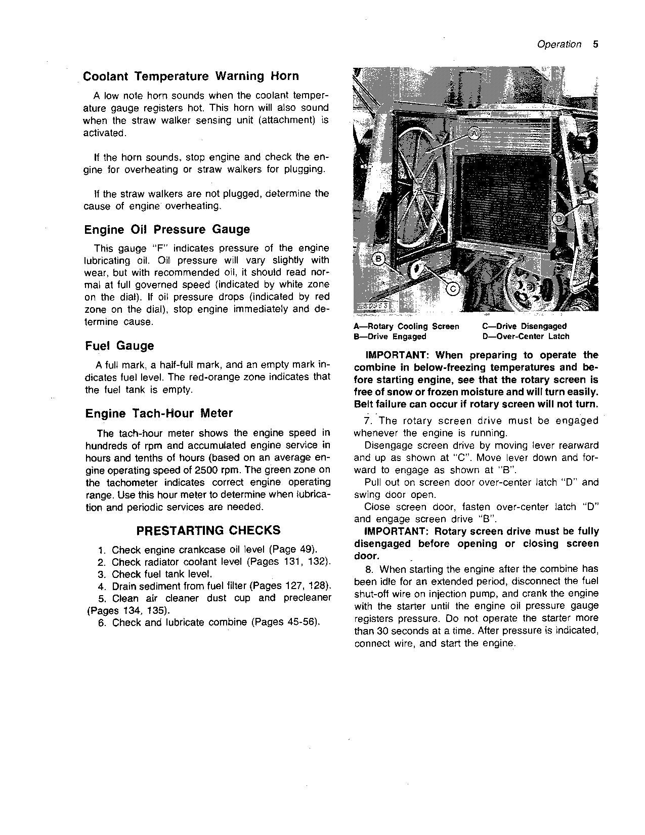 JOHN DEERE 4400 COMBINE OPERATOR MANUAL #1