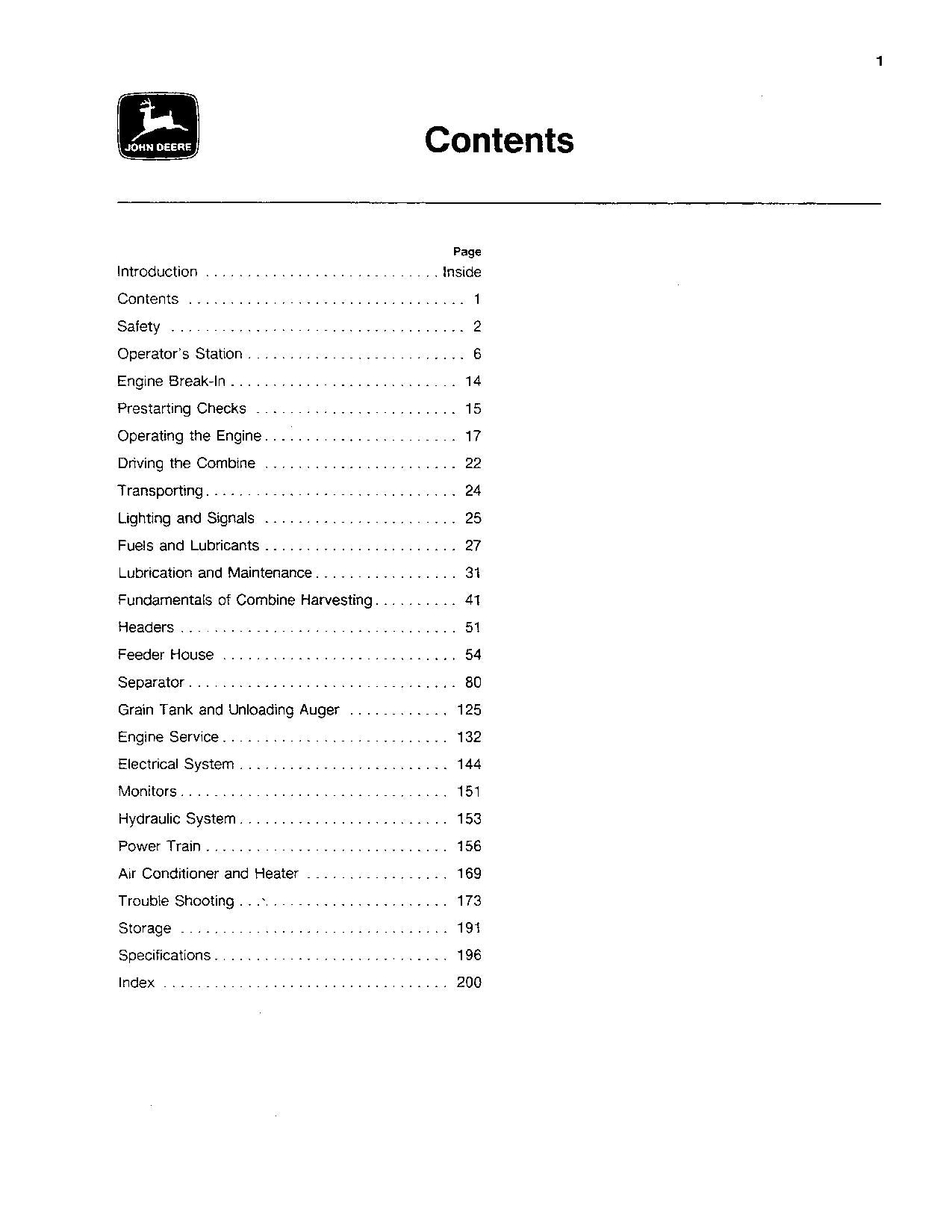 JOHN DEERE 4420 MÄHDRESCHER-BETRIEBSHANDBUCH Nr. 1