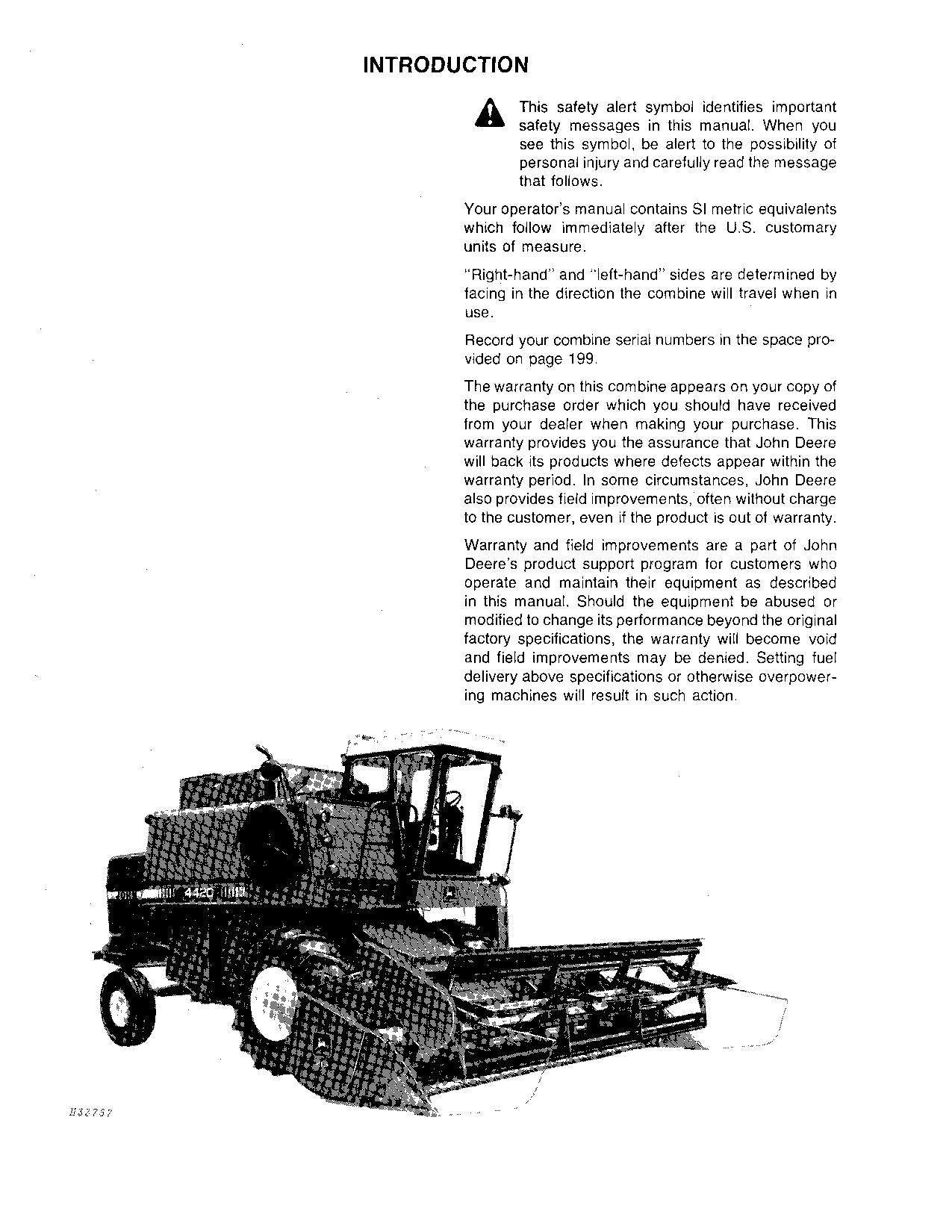 JOHN DEERE 4420 MÄHDRESCHER-BETRIEBSHANDBUCH Nr. 1