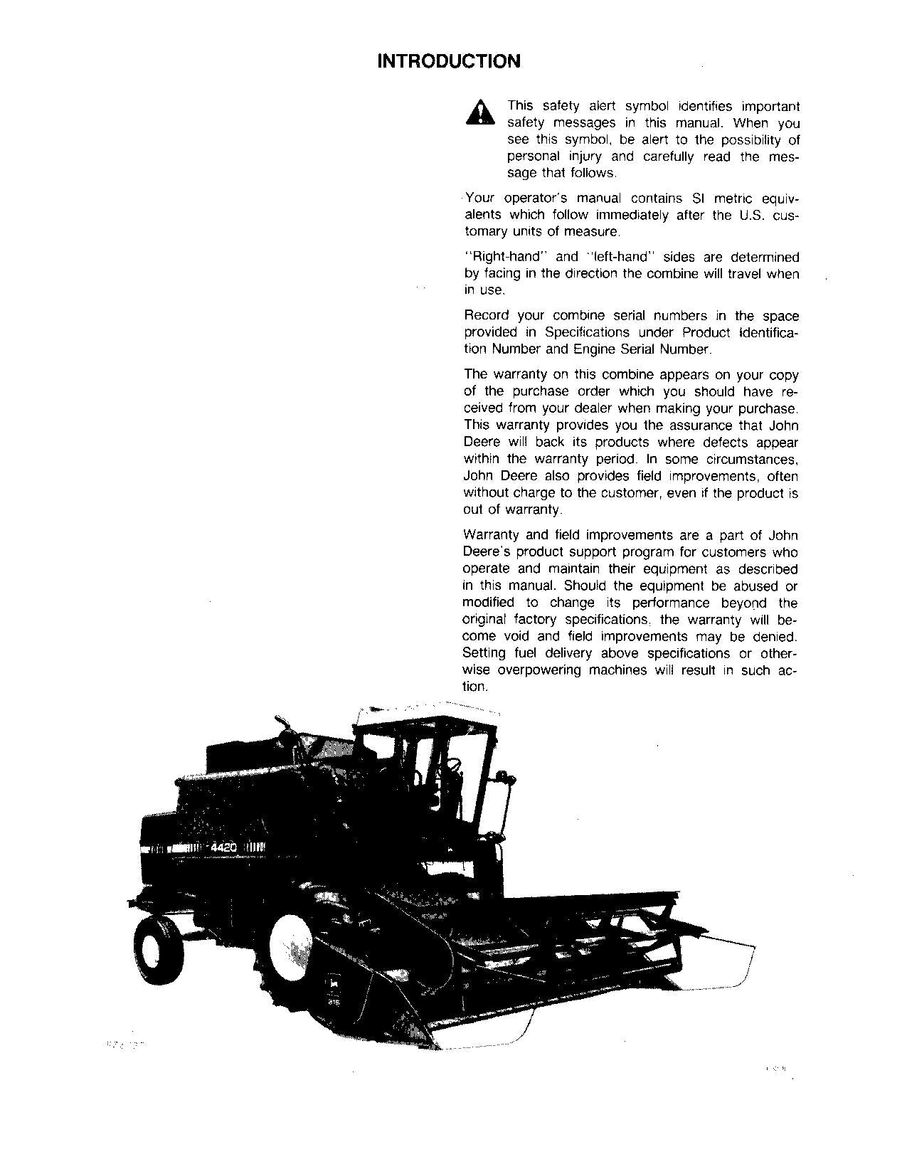 MANUEL D'UTILISATION DE LA MOISSONNEUSE-BATTEUSE JOHN DEERE 4420 #3