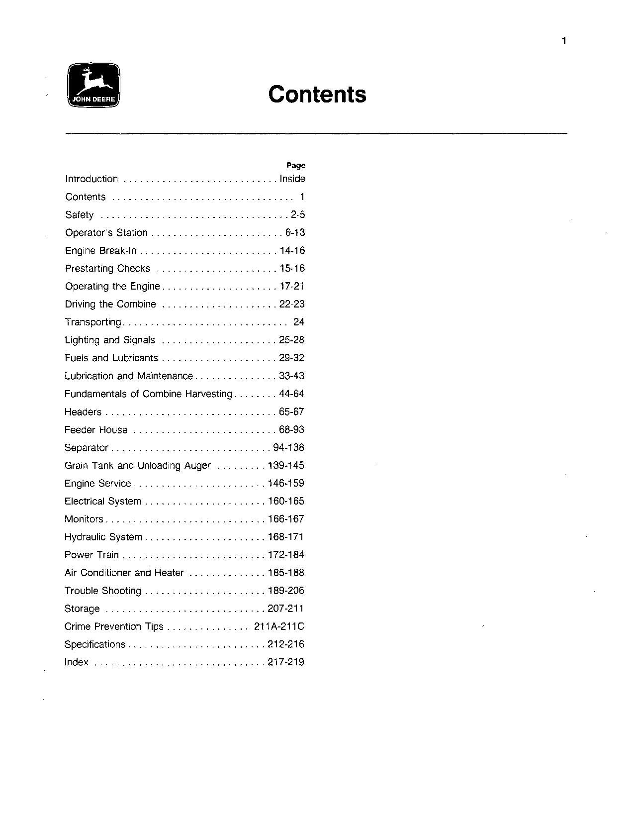 JOHN DEERE 4420 COMBINE OPERATOR MANUAL #4