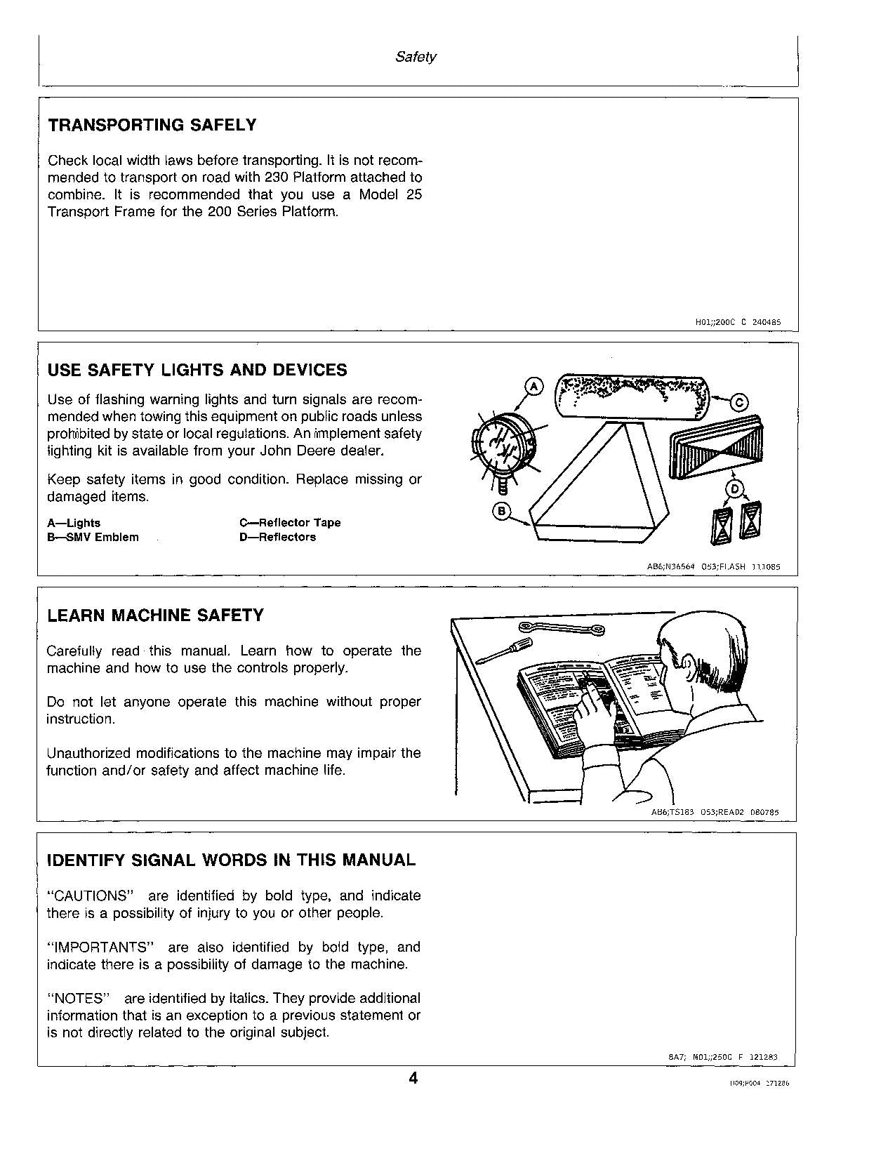 JOHN DEERE 200 MÄHDRESCHER-BETRIEBSHANDBUCH