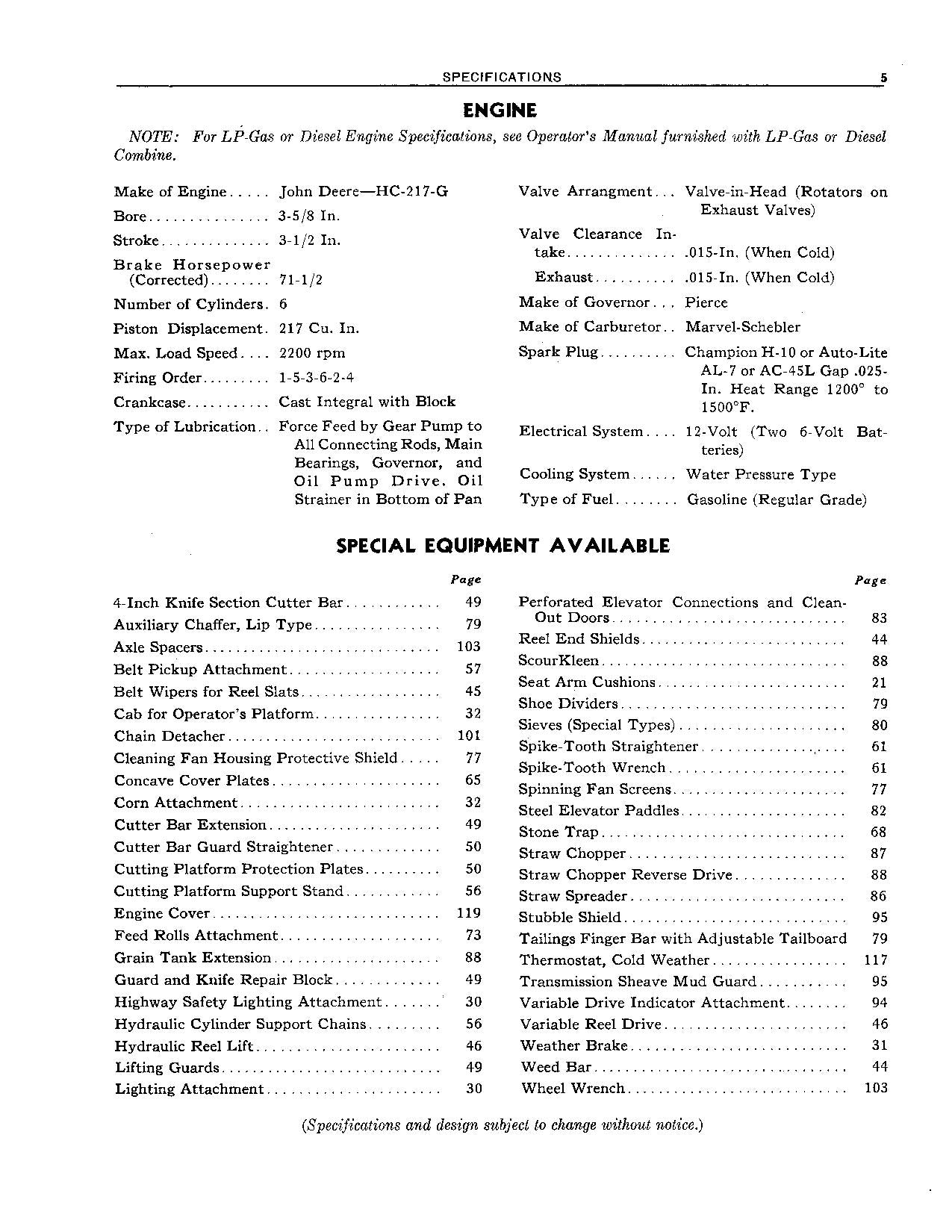 JOHN DEERE 55 COMBINE OPERATOR MANUAL #2