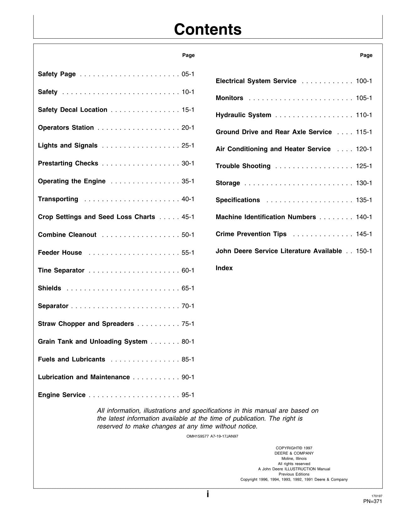 JOHN DEERE CTS COMBINE OPERATOR MANUAL #2