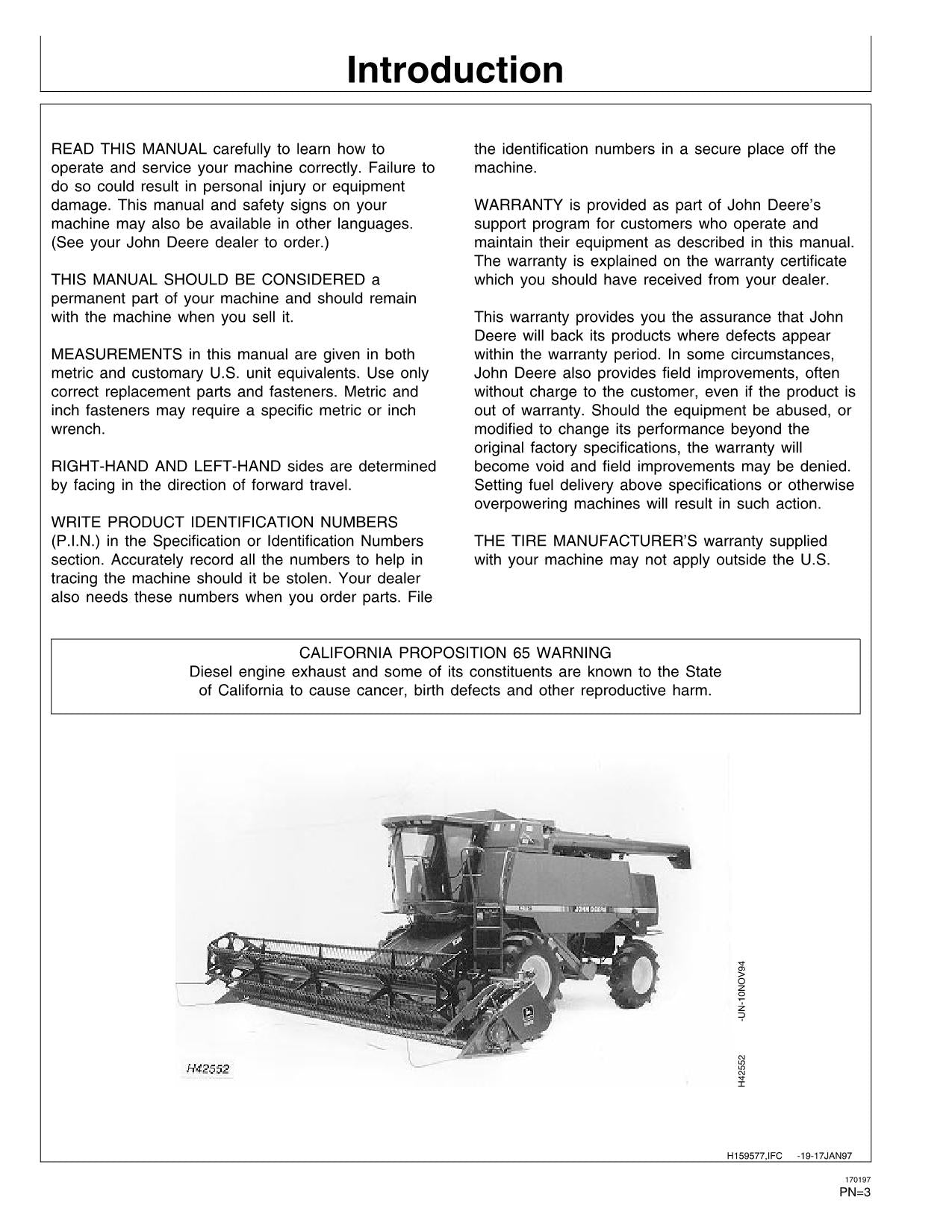 JOHN DEERE CTS COMBINE OPERATOR MANUAL #2