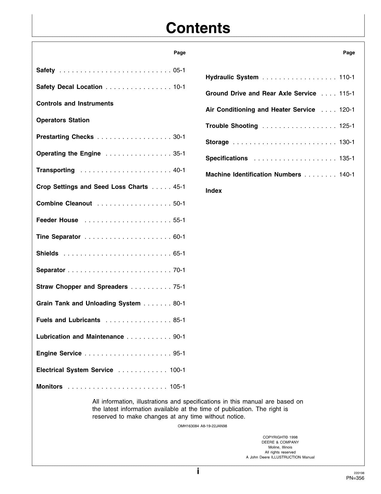 JOHN DEERE CTS MÄHDRESCHER-BETRIEBSHANDBUCH NR. 3