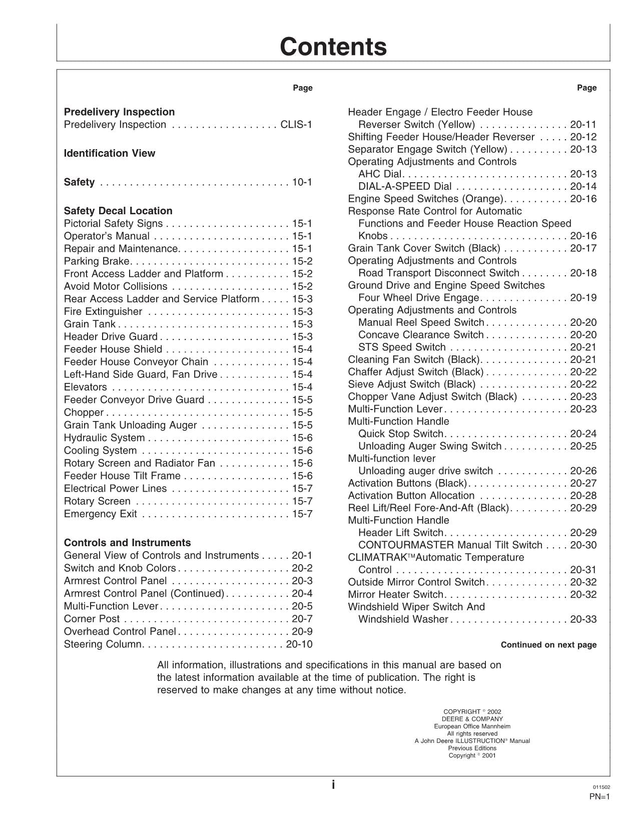 JOHN DEERE 9880 STS COMBINE OPERATOR MANUAL #1