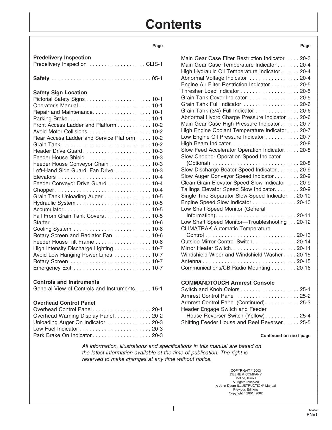 JOHN DEERE 9880 STS MÄHDRESCHER-BETRIEBSHANDBUCH Nr. 3