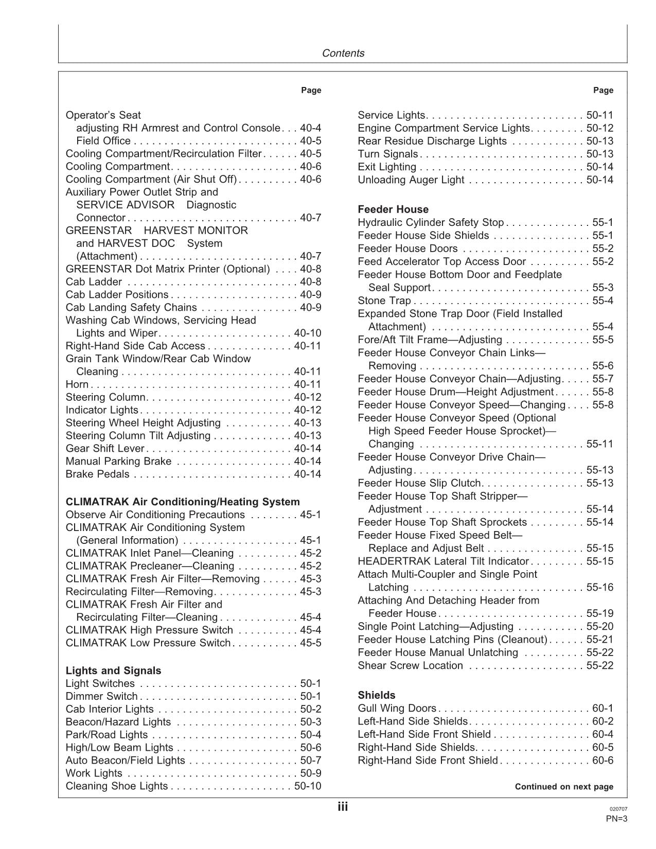 JOHN DEERE 9560i STS MÄHDRESCHER-BETRIEBSHANDBUCH Nr. 1