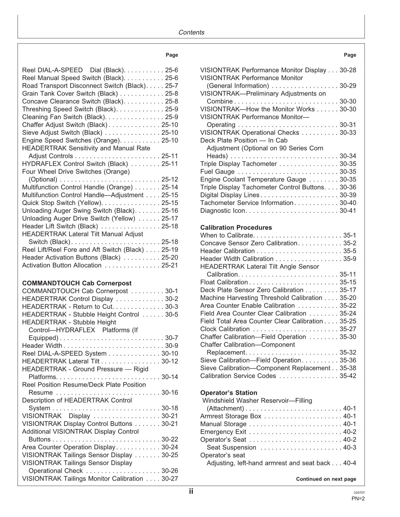 JOHN DEERE 9560i STS MÄHDRESCHER-BETRIEBSHANDBUCH Nr. 1