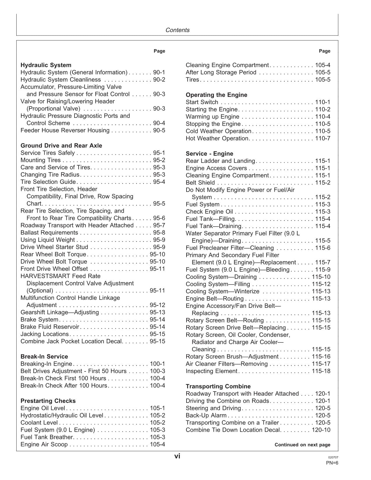 JOHN DEERE 9560i STS MÄHDRESCHER-BETRIEBSHANDBUCH Nr. 1