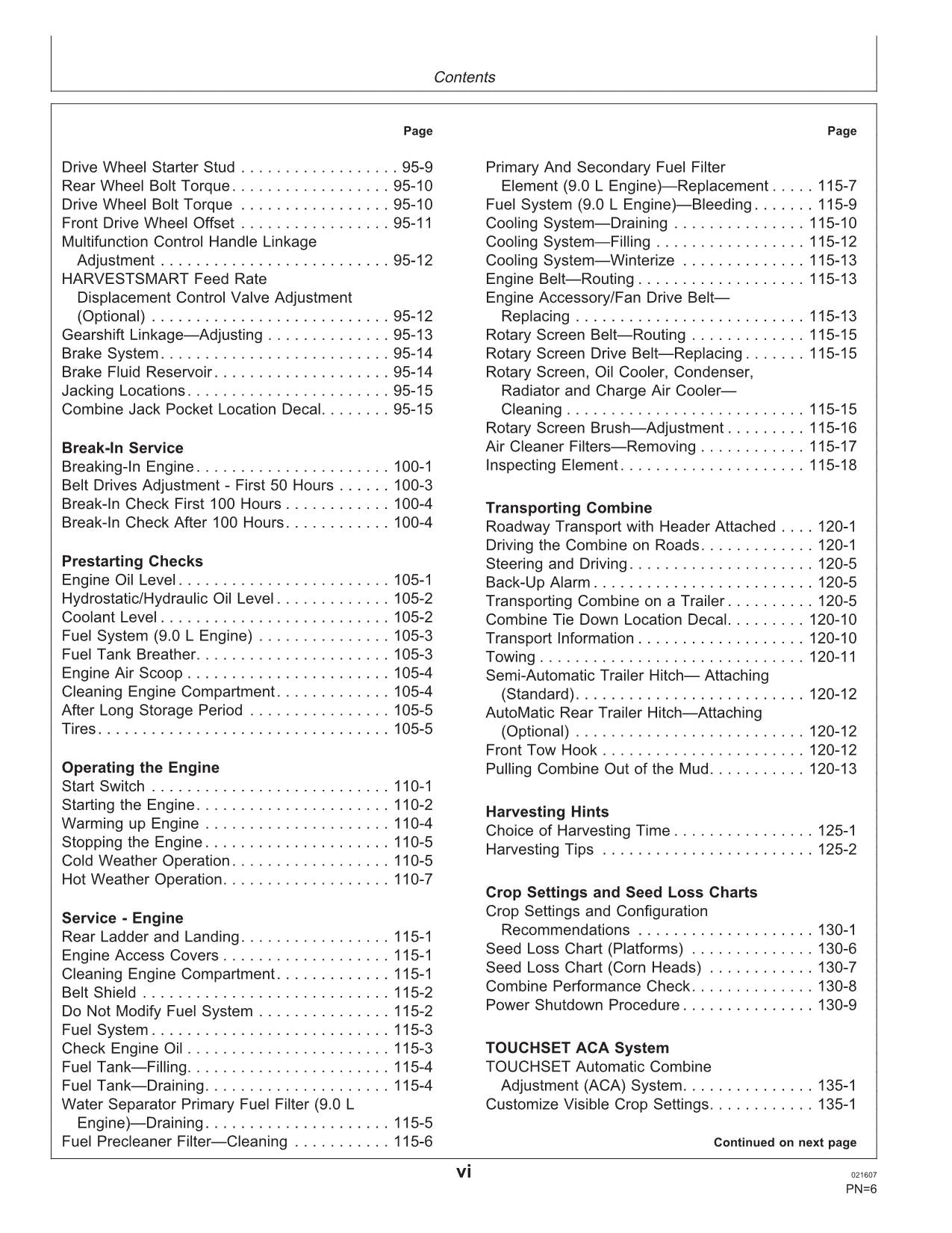 JOHN DEERE 9560i STS MÄHDRESCHER-BETRIEBSHANDBUCH Nr. 2