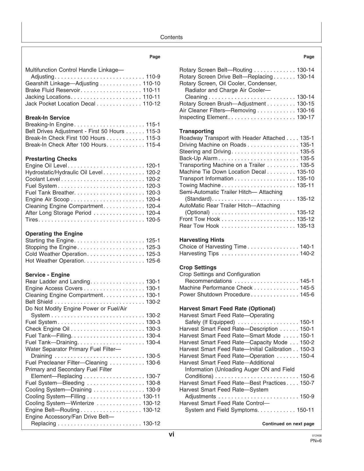 JOHN DEERE S560 STS MÄHDRESCHER-BETRIEBSHANDBUCH Nr. 1