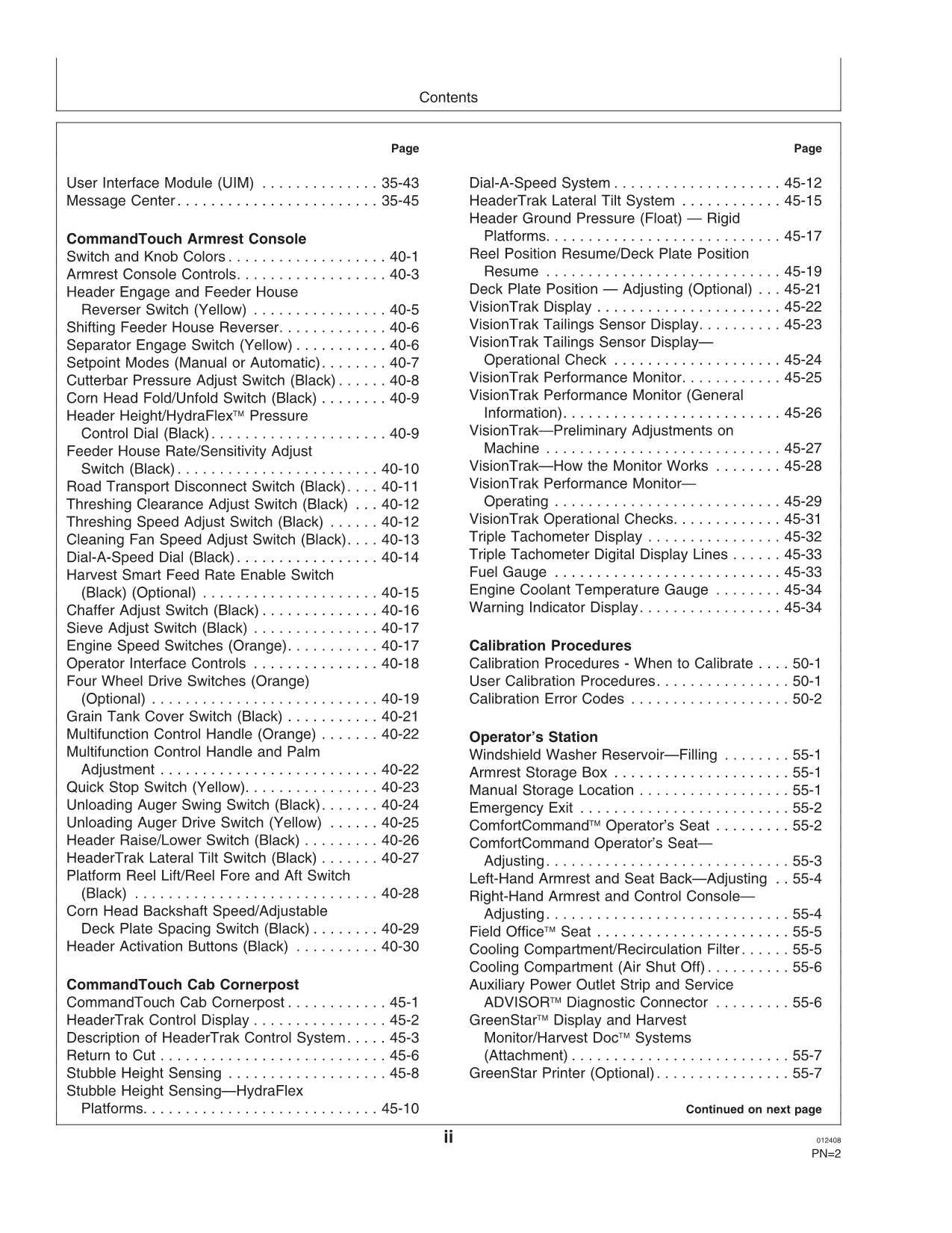 JOHN DEERE S560 STS MÄHDRESCHER-BETRIEBSHANDBUCH Nr. 1