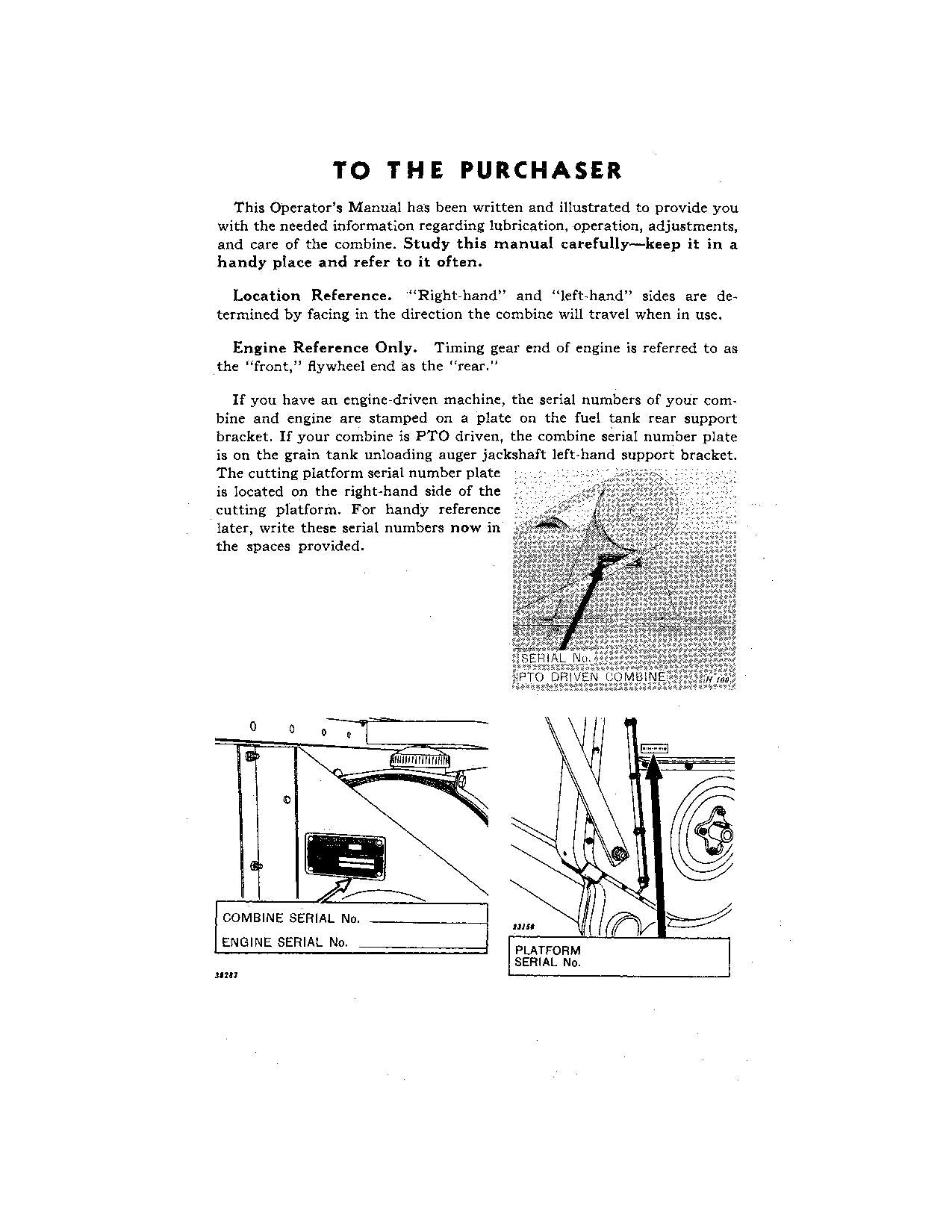 JOHN DEERE 65 MÄHDRESCHER-BETRIEBSHANDBUCH