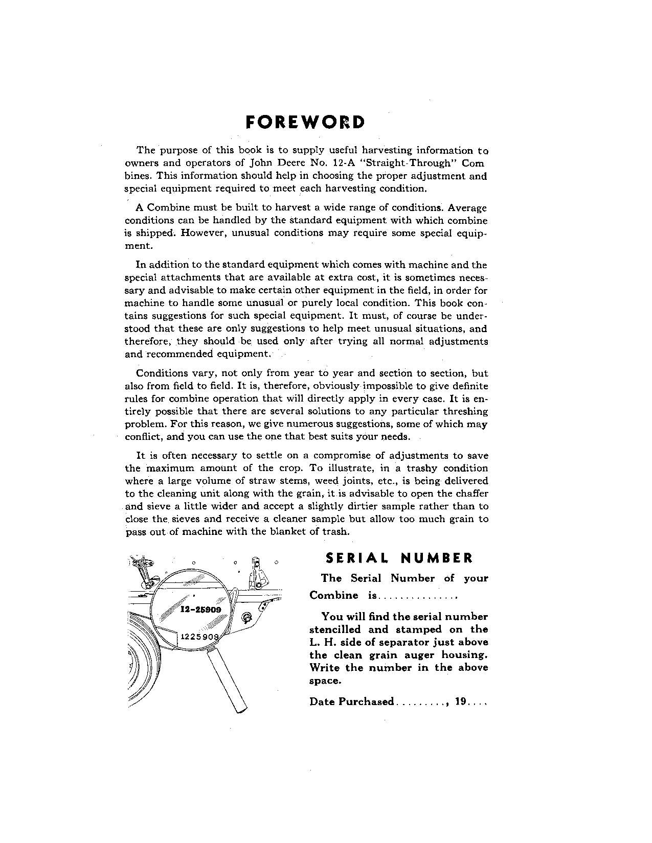 JOHN DEERE 12-A MÄHDRESCHER-BETRIEBSHANDBUCH NR. 3