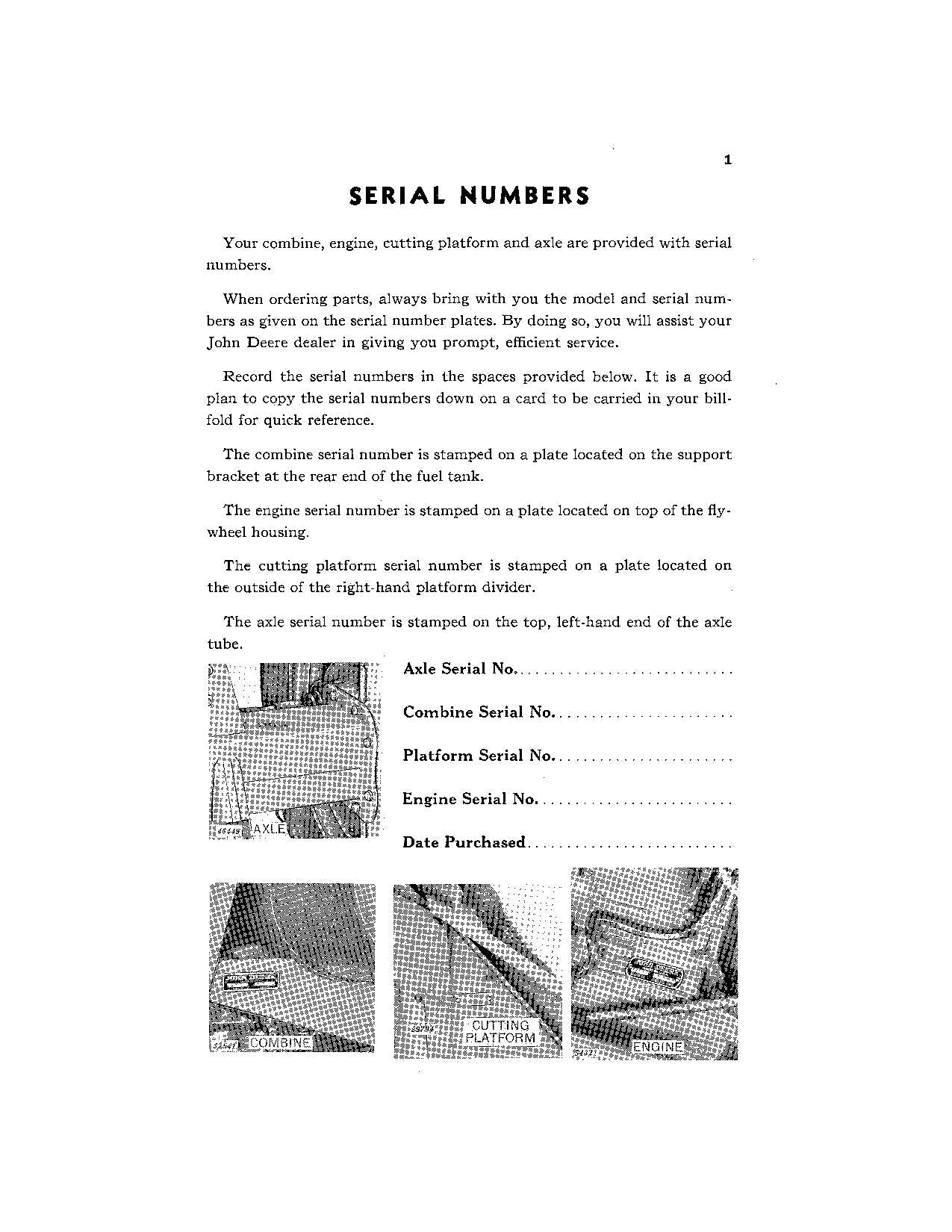 JOHN DEERE 45 MÄHDRESCHER-BETRIEBSHANDBUCH NR. 3