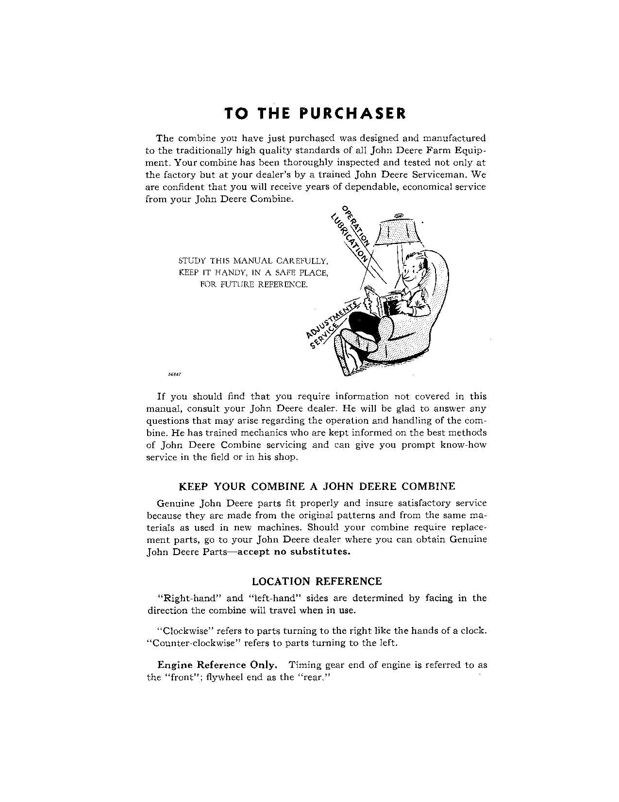 JOHN DEERE 45 MÄHDRESCHER-BETRIEBSHANDBUCH NR. 3