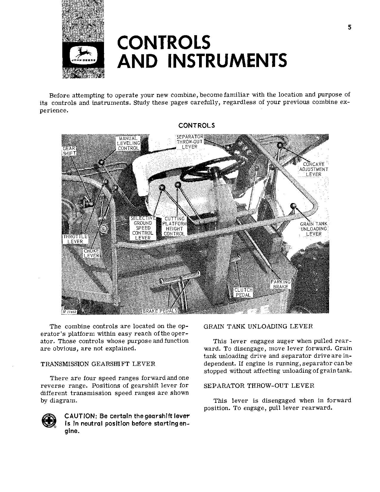 JOHN DEERE 95H MÄHDRESCHER-BETRIEBSHANDBUCH Nr. 1