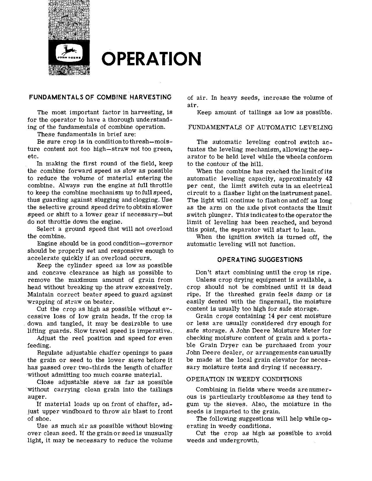 JOHN DEERE 95H MÄHDRESCHER-BETRIEBSHANDBUCH Nr. 2